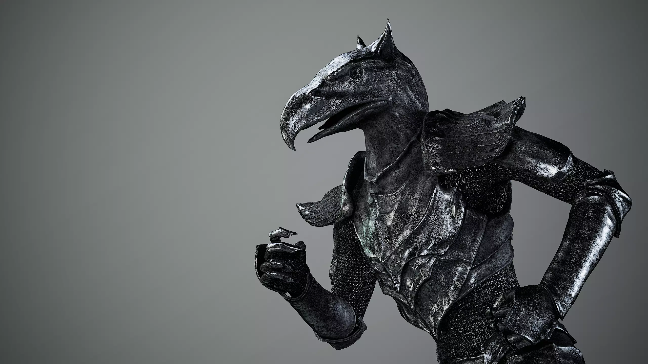 Iron Knight Gryphon Armor Game-Ready Low-poly 3D model_3