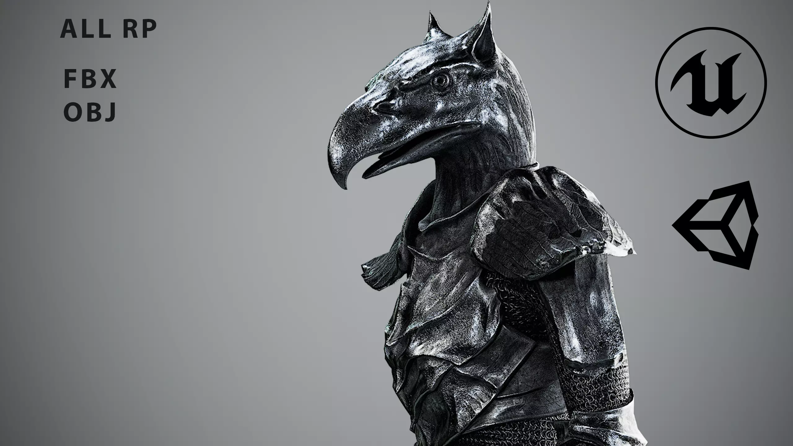 Iron Knight Gryphon Armor Game-Ready Low-poly 3D model_0
