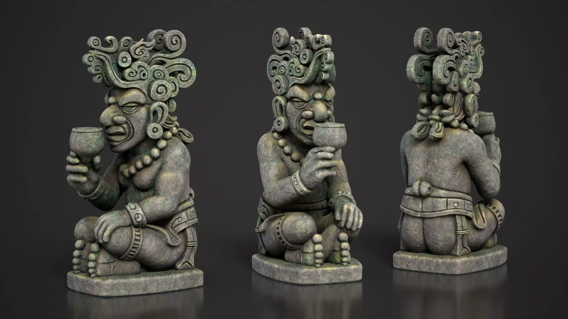 7 Ancient Mayan Statues 3D Asset Pack 250818 Low-poly 3D model_15
