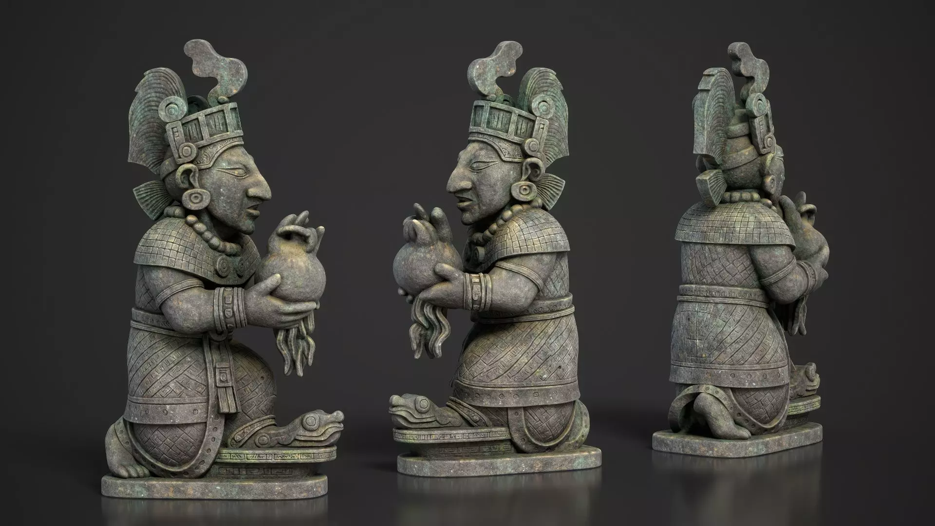 7 Ancient Mayan Statues 3D Asset Pack 250818 Low-poly 3D model_5