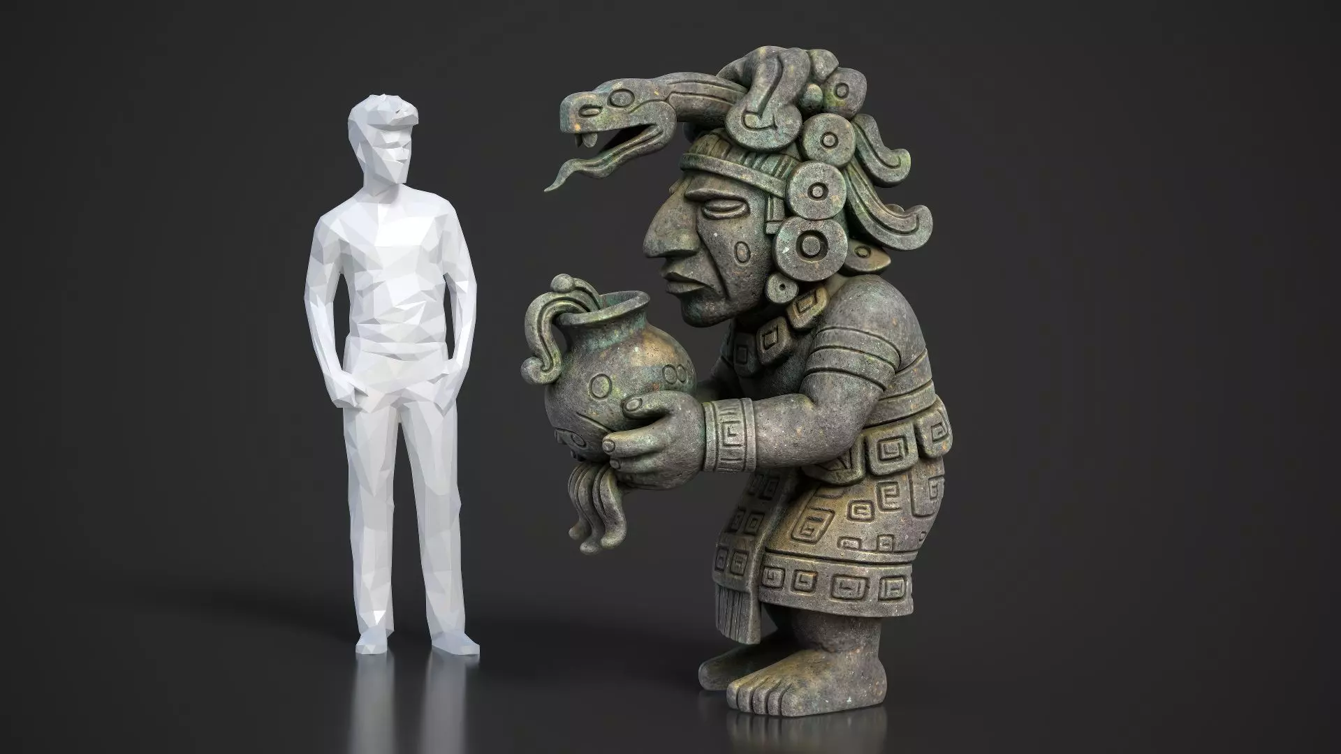 7 Ancient Mayan Statues 3D Asset Pack 250818 Low-poly 3D model_10