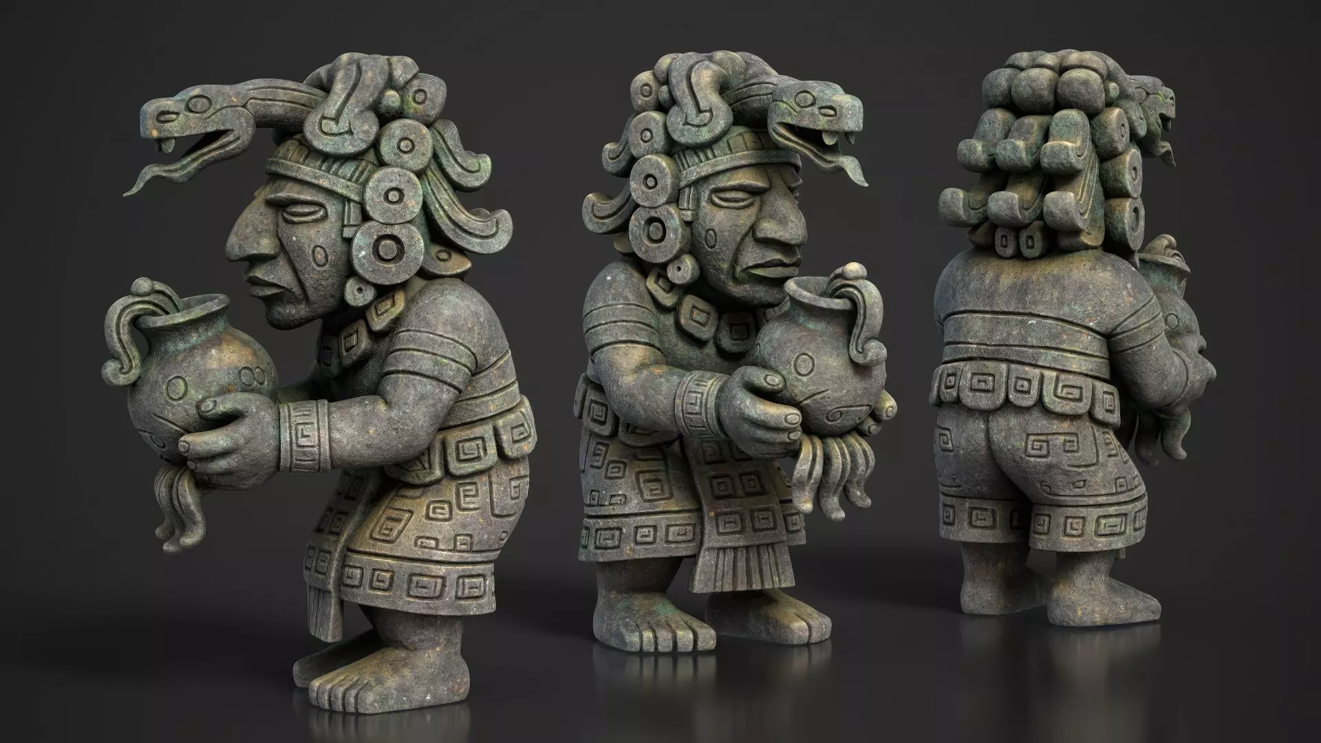 7 Ancient Mayan Statues 3D Asset Pack 250818 Low-poly 3D model_11