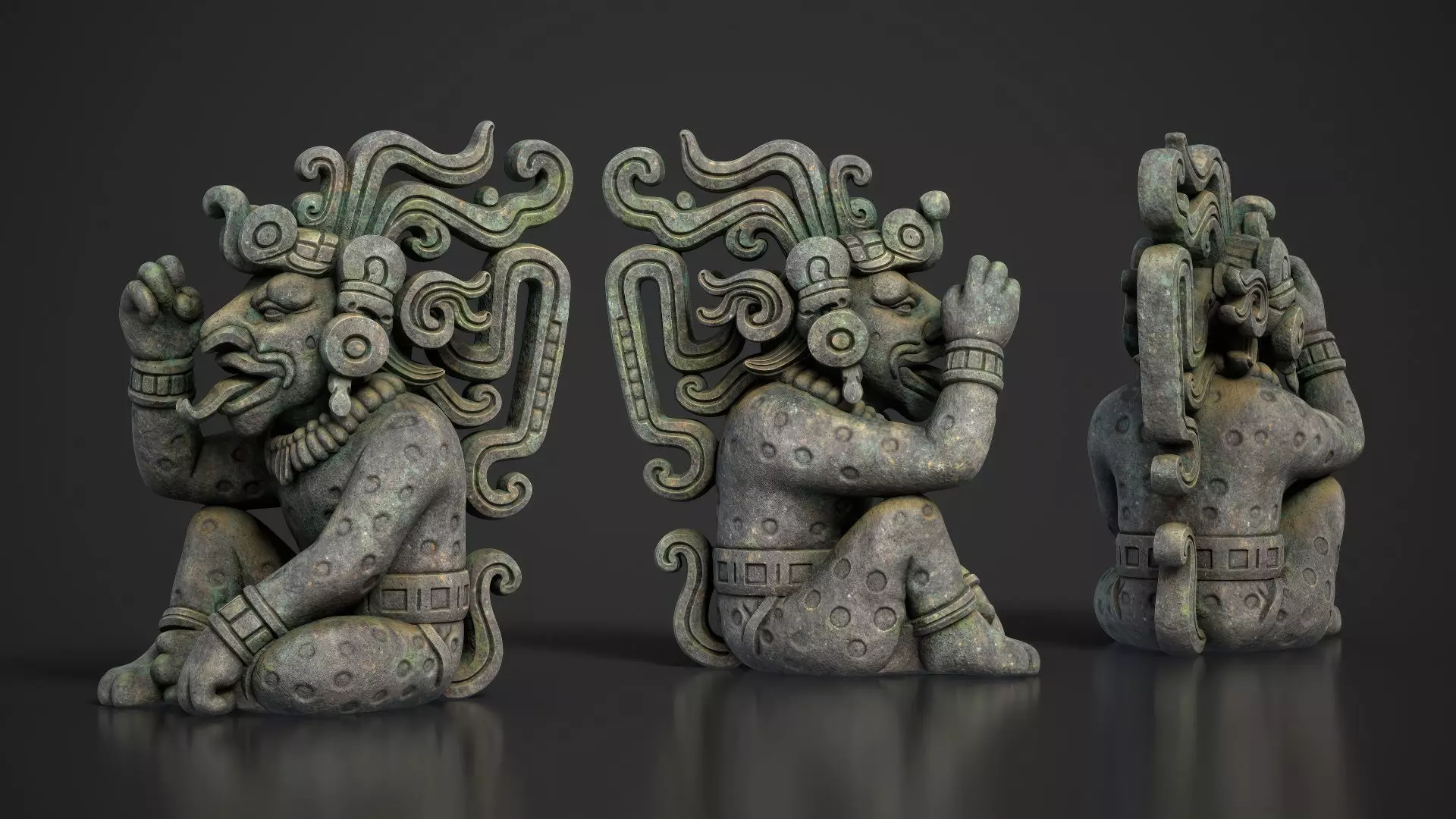 7 Ancient Mayan Statues 3D Asset Pack 250818 Low-poly 3D model_7