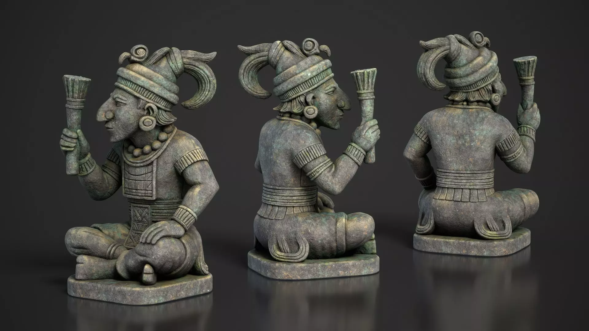 7 Ancient Mayan Statues 3D Asset Pack 250818 Low-poly 3D model_13
