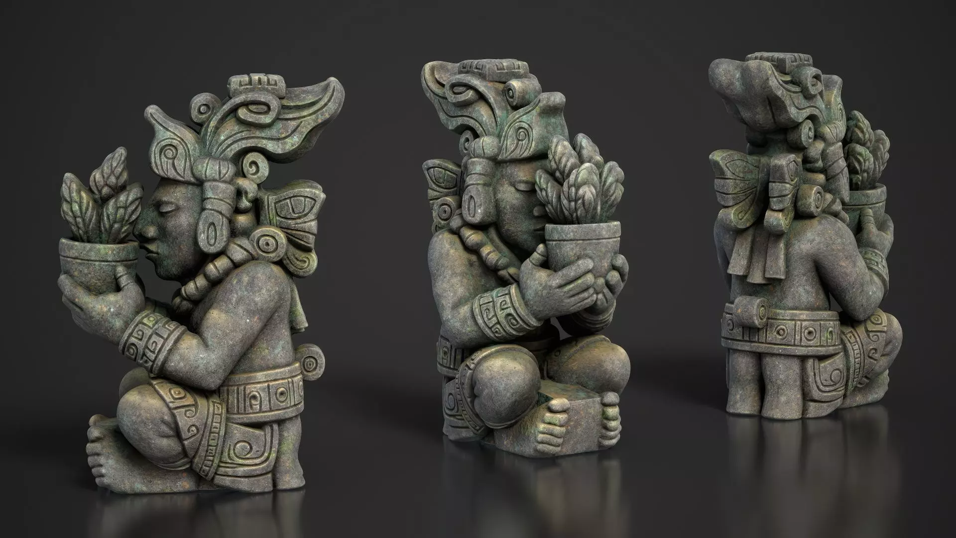 7 Ancient Mayan Statues 3D Asset Pack 250818 Low-poly 3D model_9