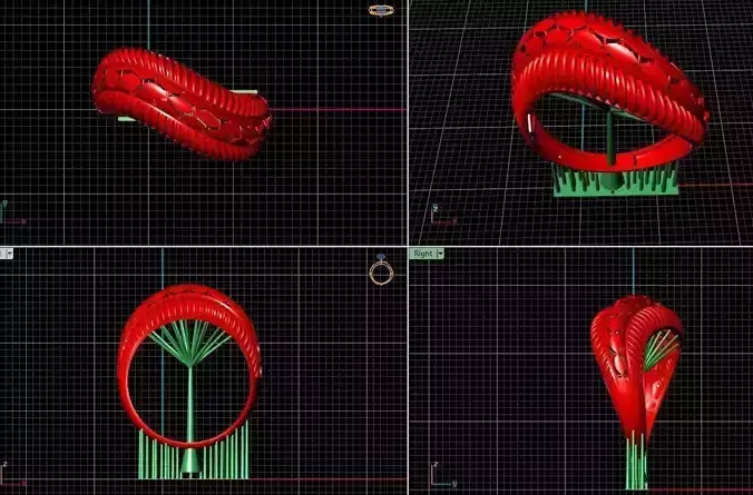 Gold ring butterfly  3D model
