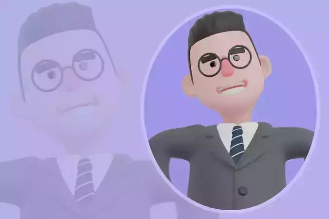 Stylized 3D Male Teacher Character - Cartoon Academic Model