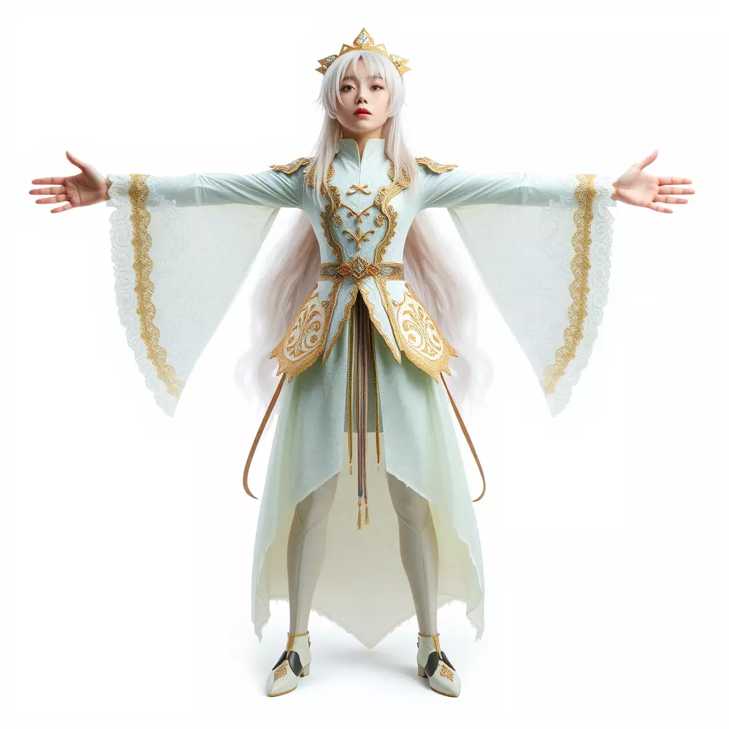 Elegant Fantasy Character Model Pack with Ornate Costume Low-poly 3D model_3
