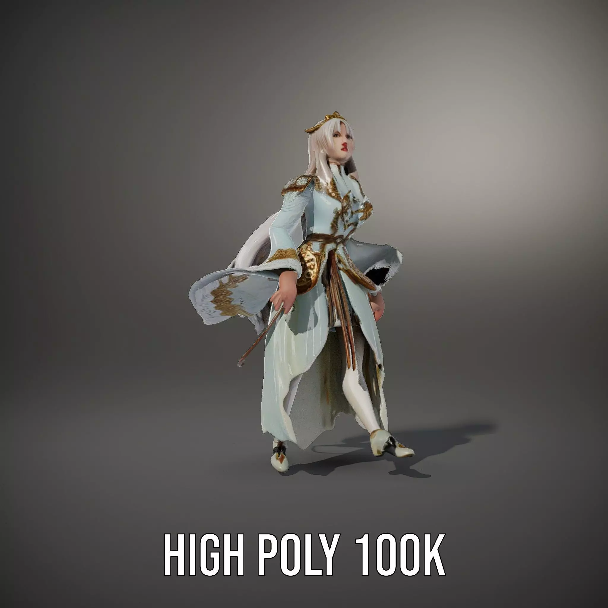 Elegant Fantasy Character Model Pack with Ornate Costume Low-poly 3D model_32