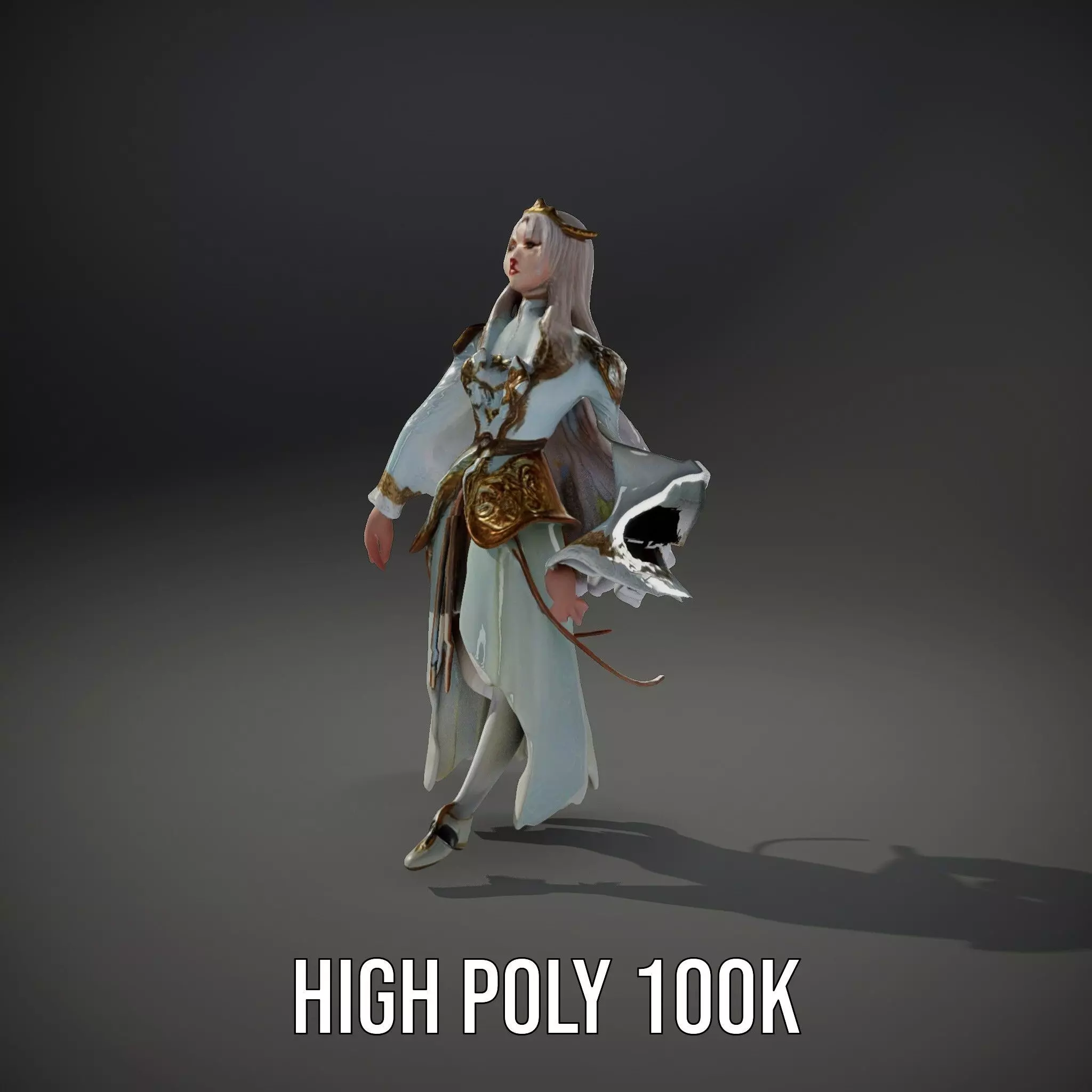 Elegant Fantasy Character Model Pack with Ornate Costume Low-poly 3D model_33