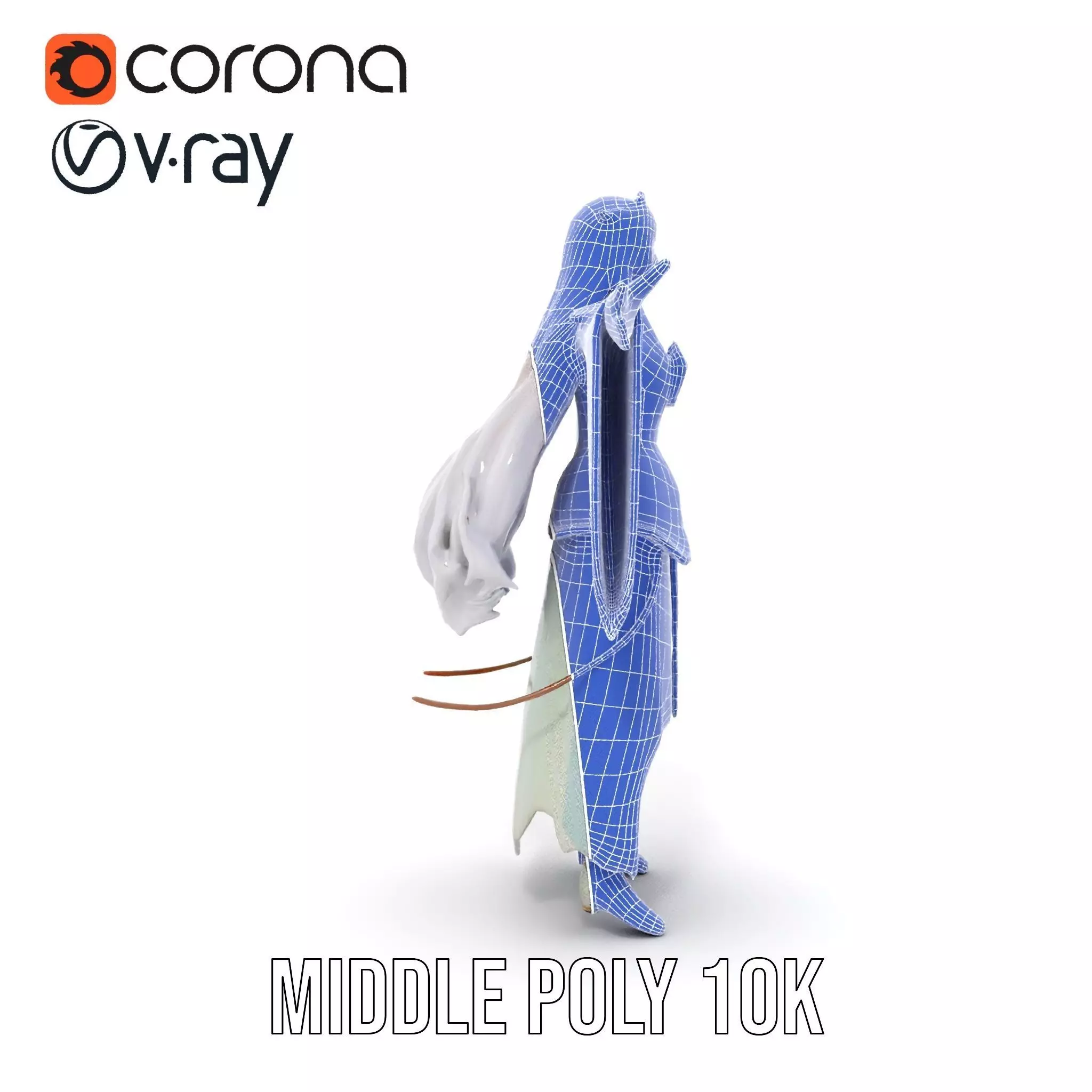 Elegant Fantasy Character Model Pack with Ornate Costume Low-poly 3D model_22