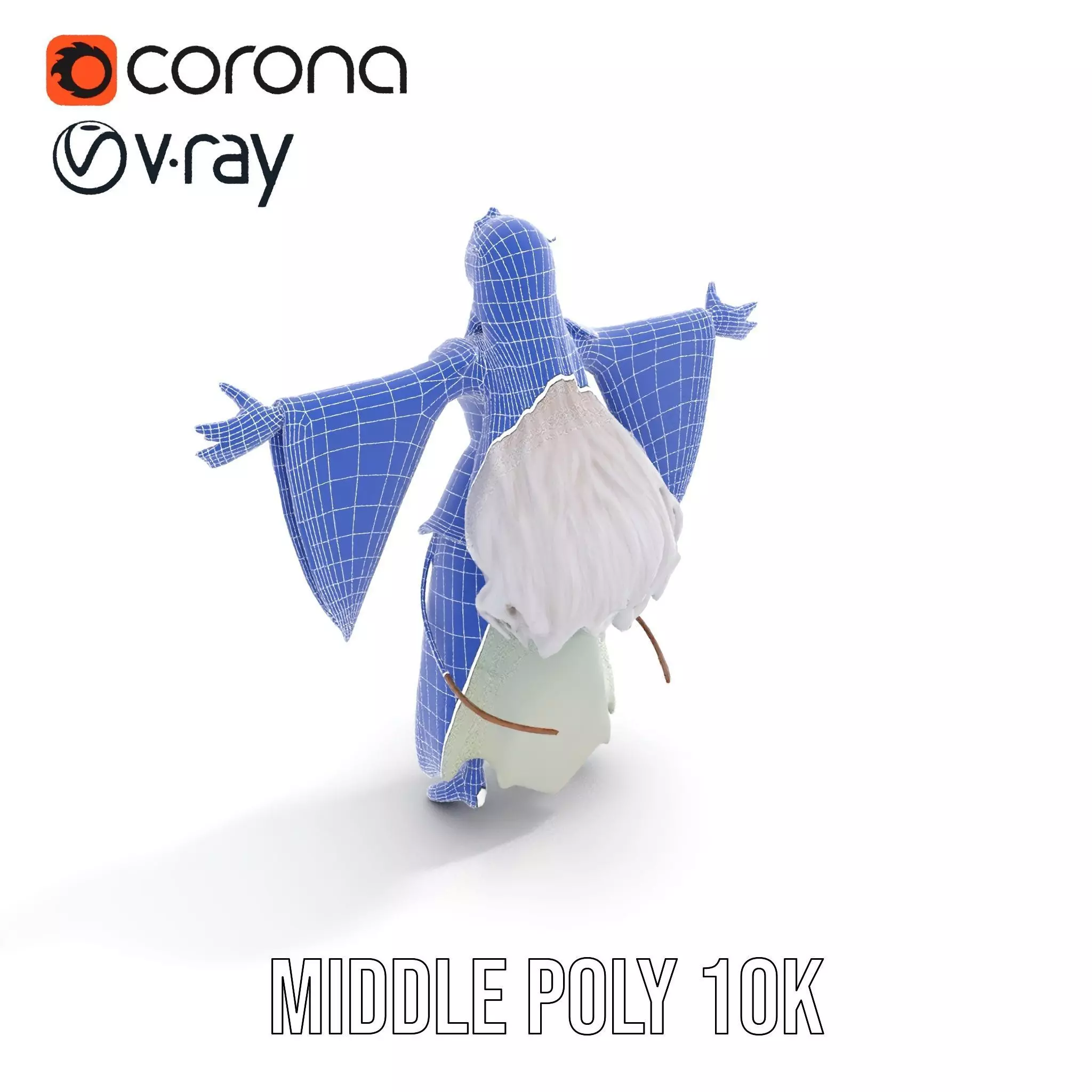 Elegant Fantasy Character Model Pack with Ornate Costume Low-poly 3D model_19