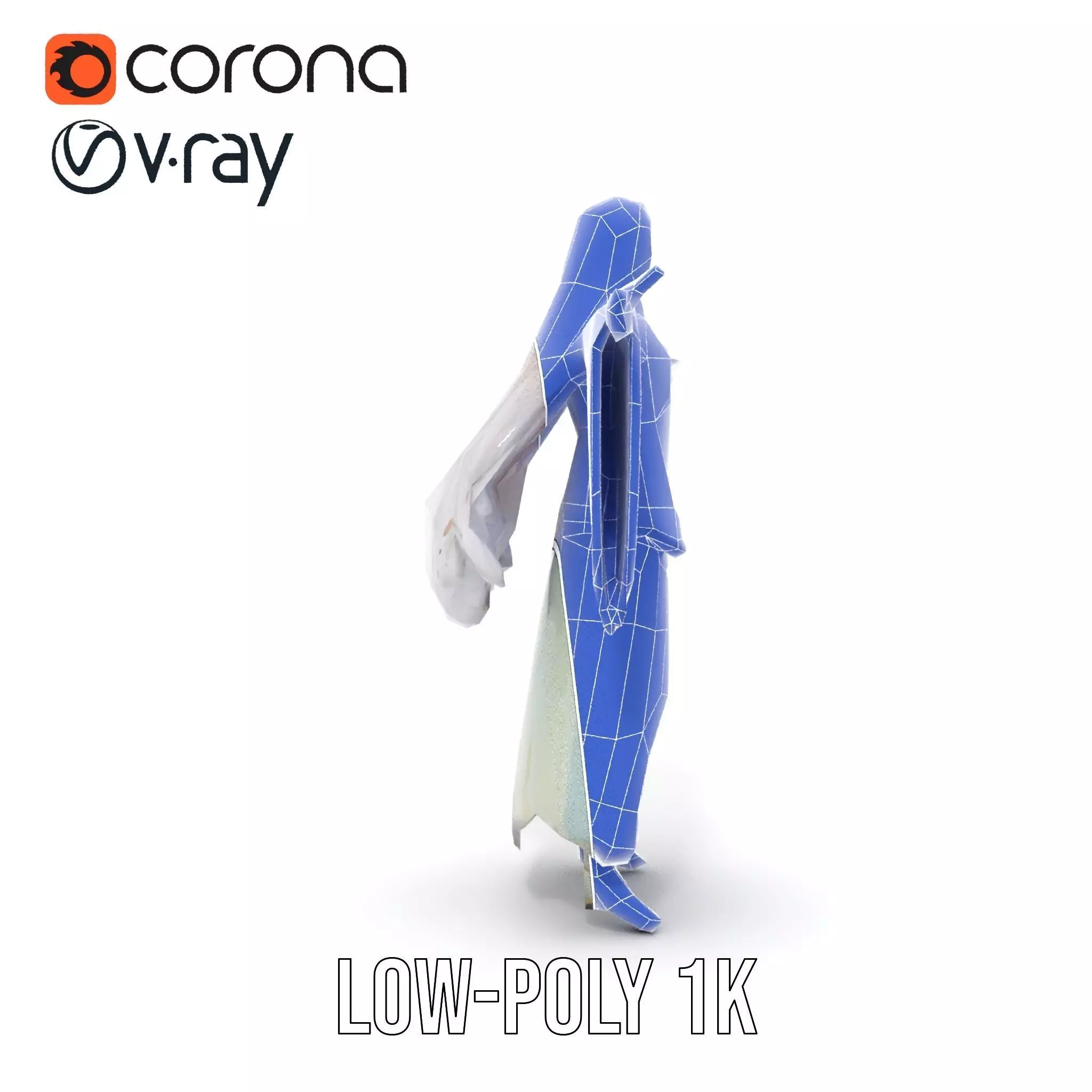 Elegant Fantasy Character Model Pack with Ornate Costume Low-poly 3D model_14