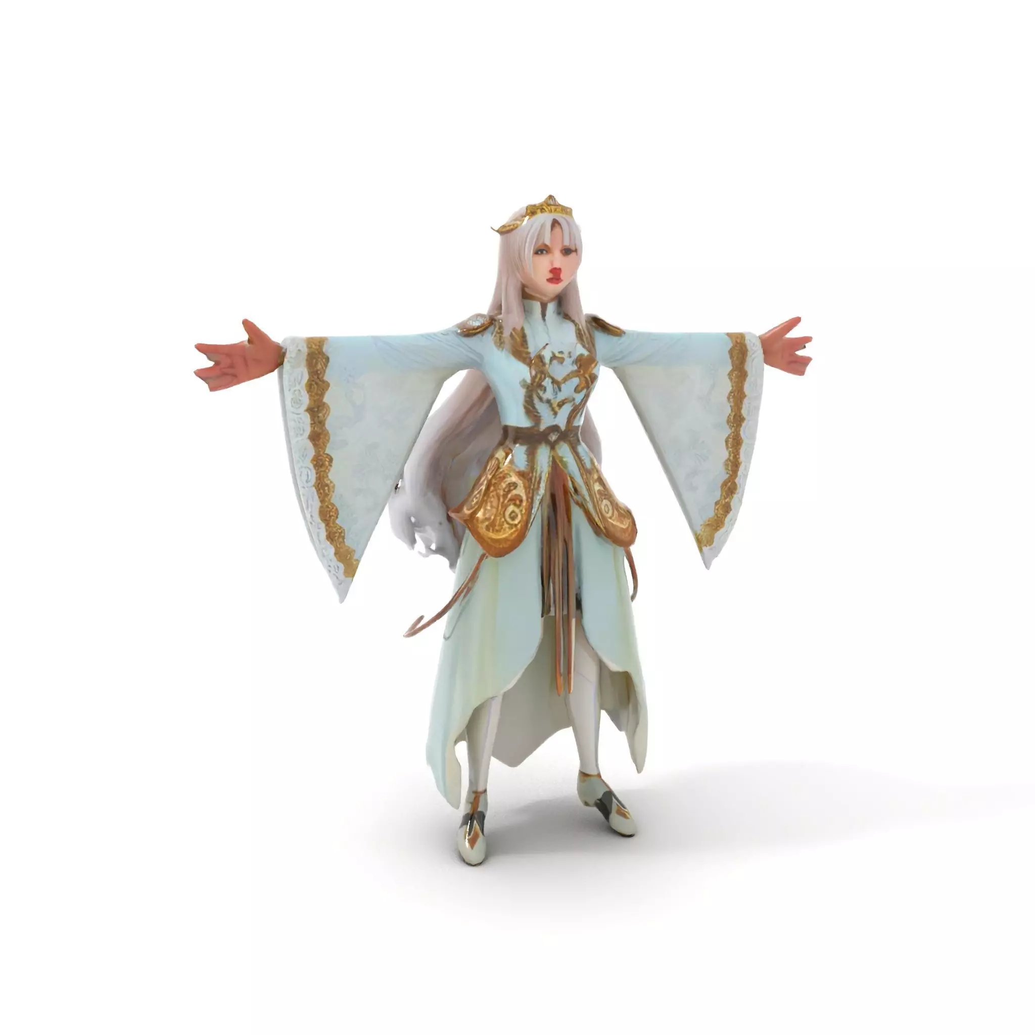 Elegant Fantasy Character Model Pack with Ornate Costume Low-poly 3D model_13