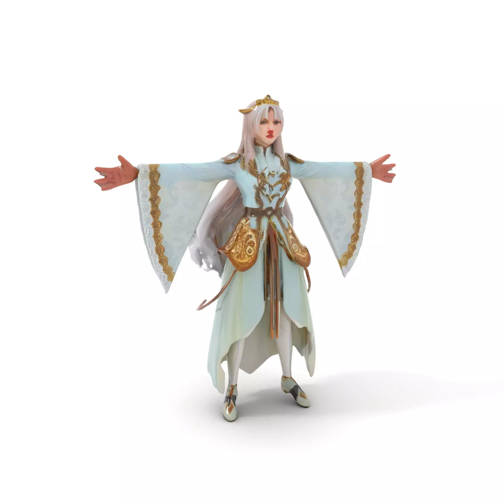 Elegant Fantasy Character Model Pack with Ornate Costume Low-poly 3D model_0
