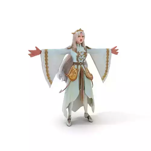 Elegant Fantasy Character Model Pack with Ornate Costume Low-poly 3D model