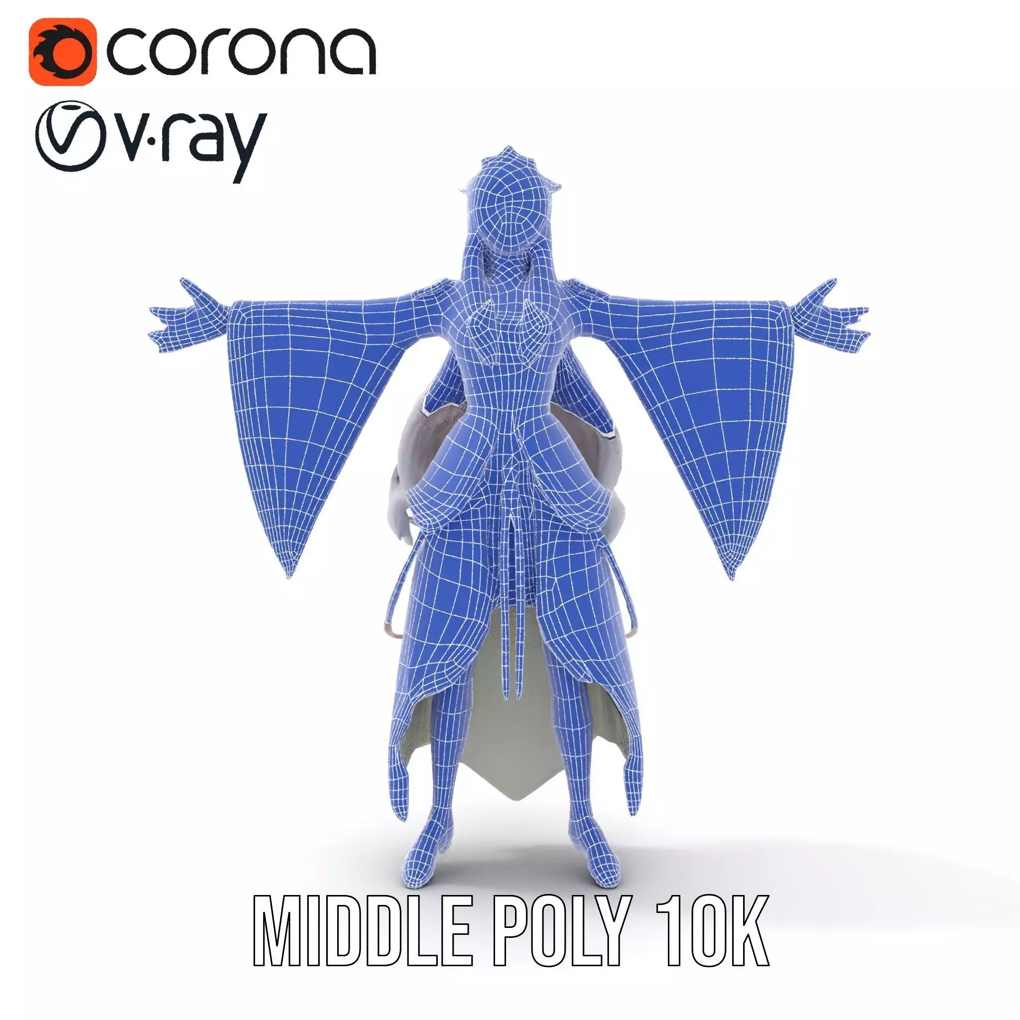 Elegant Fantasy Character Model Pack with Ornate Costume Low-poly 3D model_27