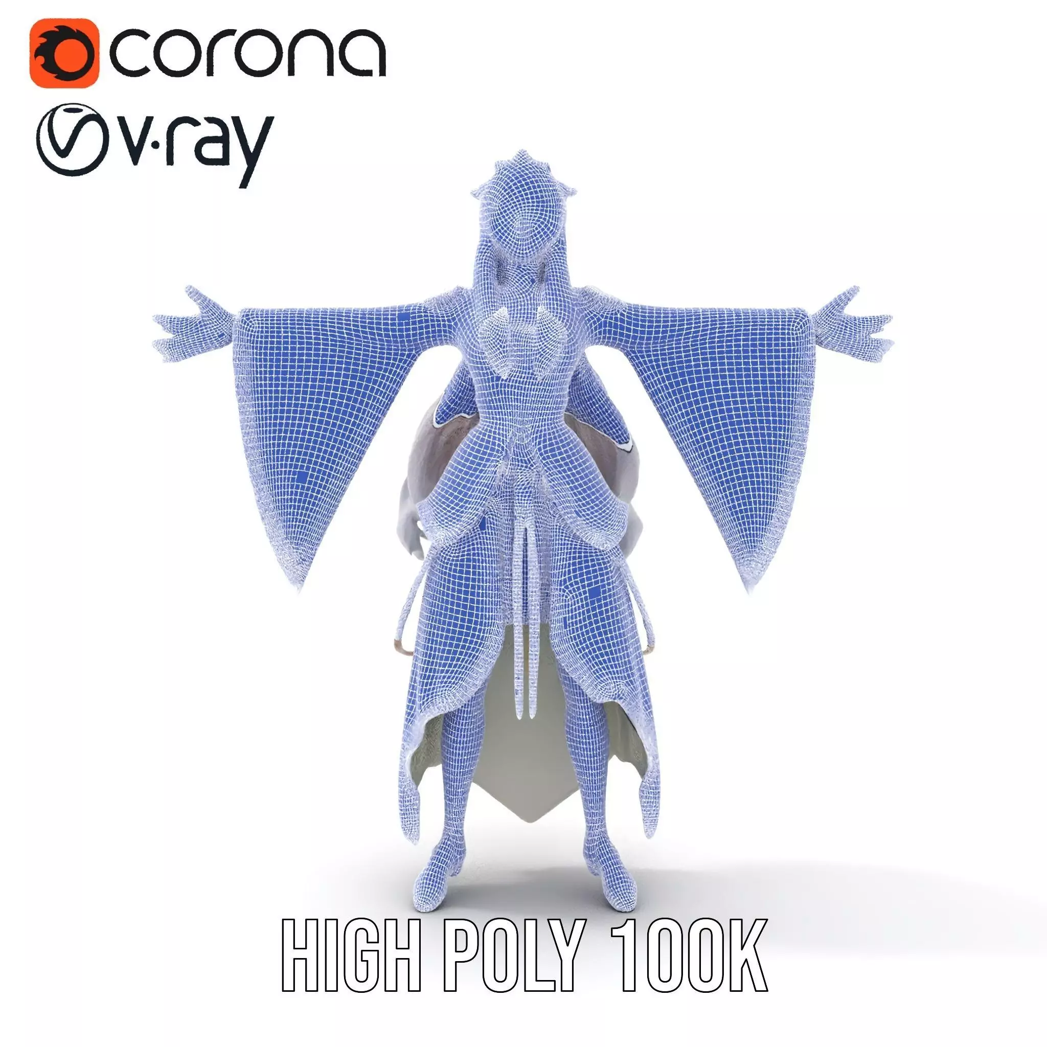 Elegant Fantasy Character Model Pack with Ornate Costume Low-poly 3D model_34