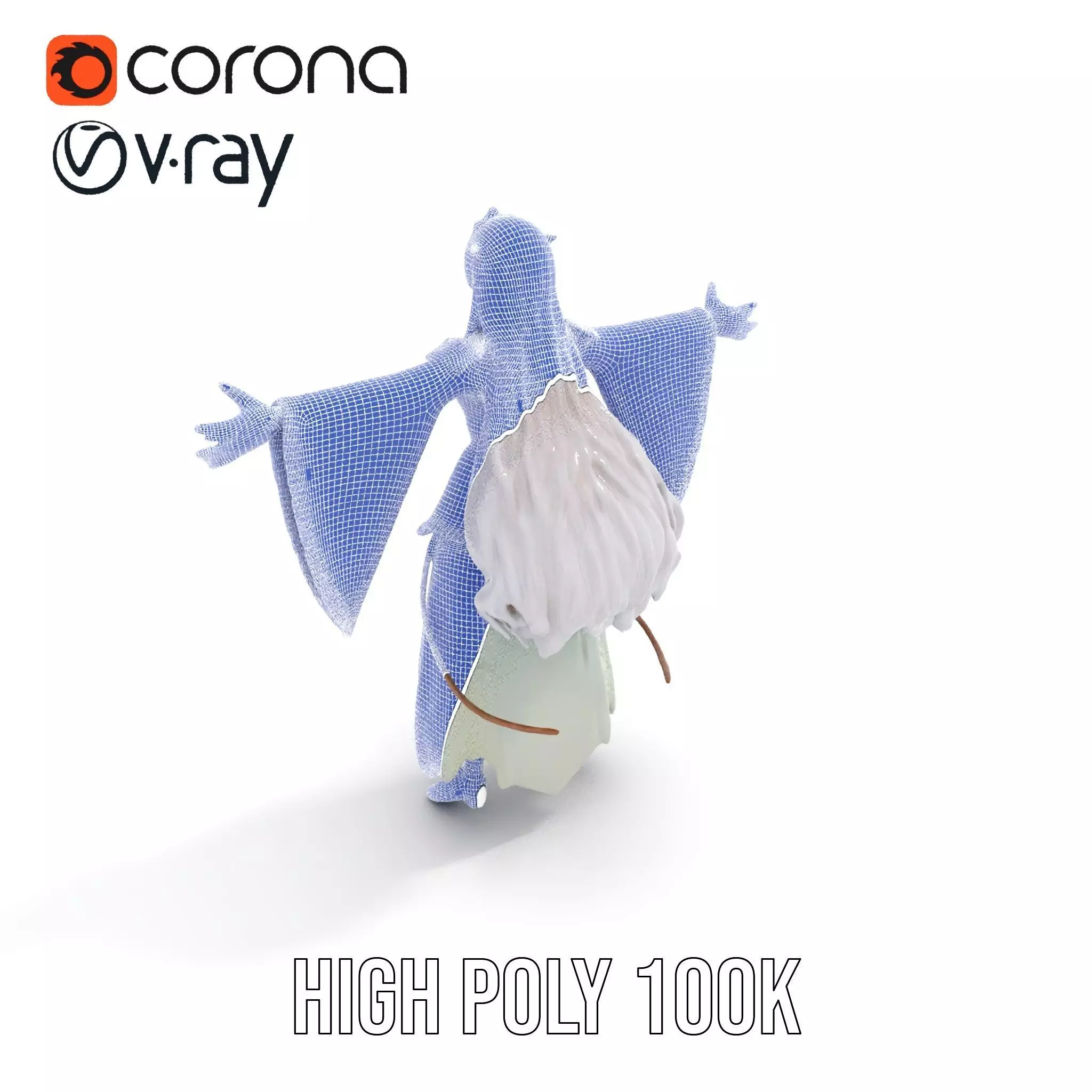 Elegant Fantasy Character Model Pack with Ornate Costume Low-poly 3D model_21