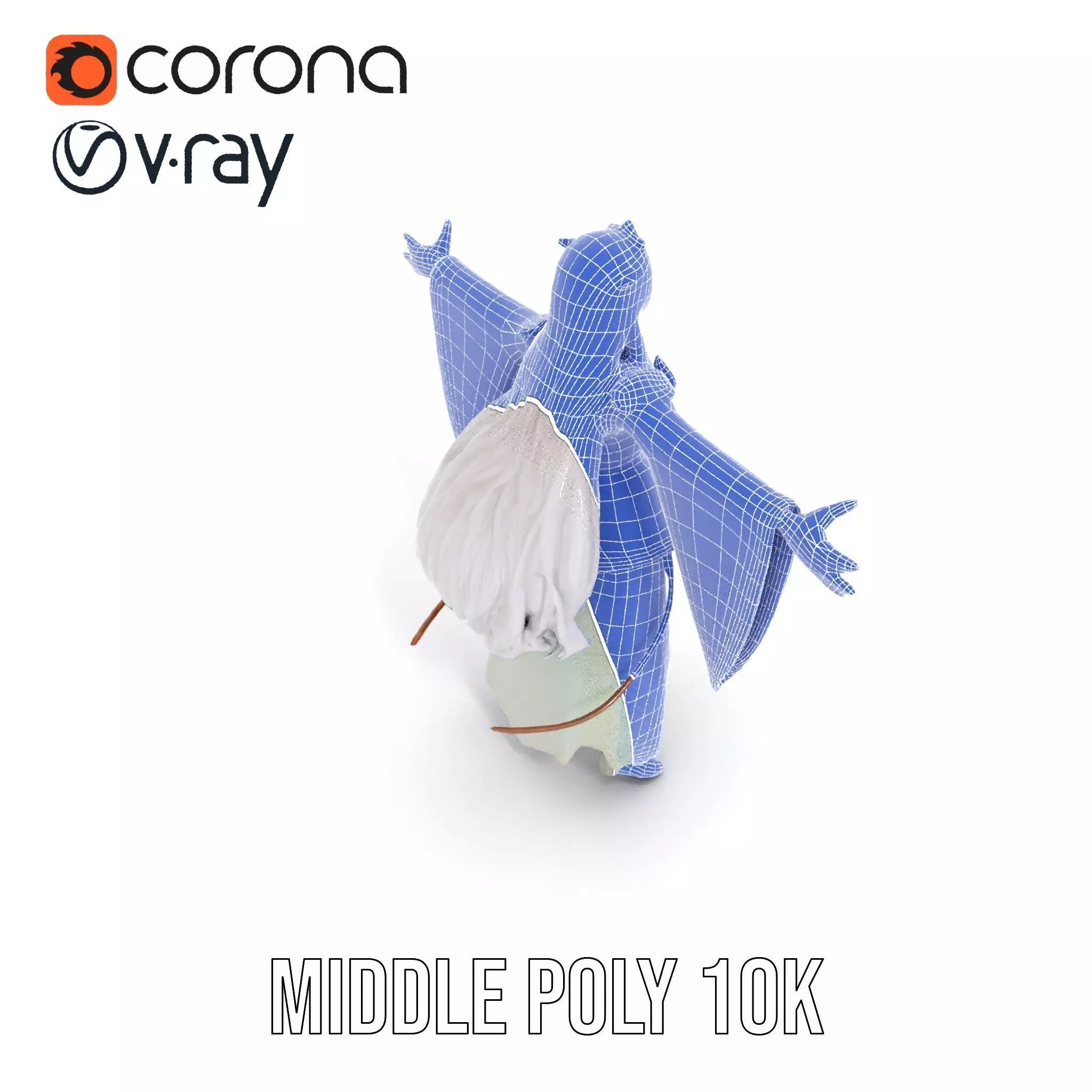 Elegant Fantasy Character Model Pack with Ornate Costume Low-poly 3D model_30