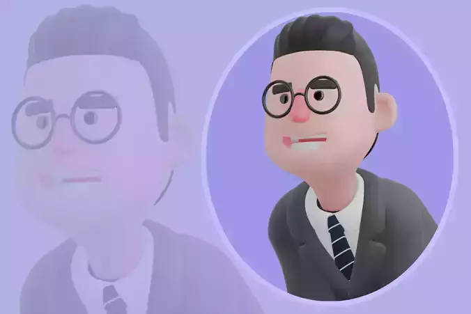Stylized 3D Male Teacher Character - Cartoon School Model
