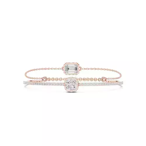 Bezel Set Emerald Cushion Cut Hidden Halo Bracelet 3DM STL Video 3D print model