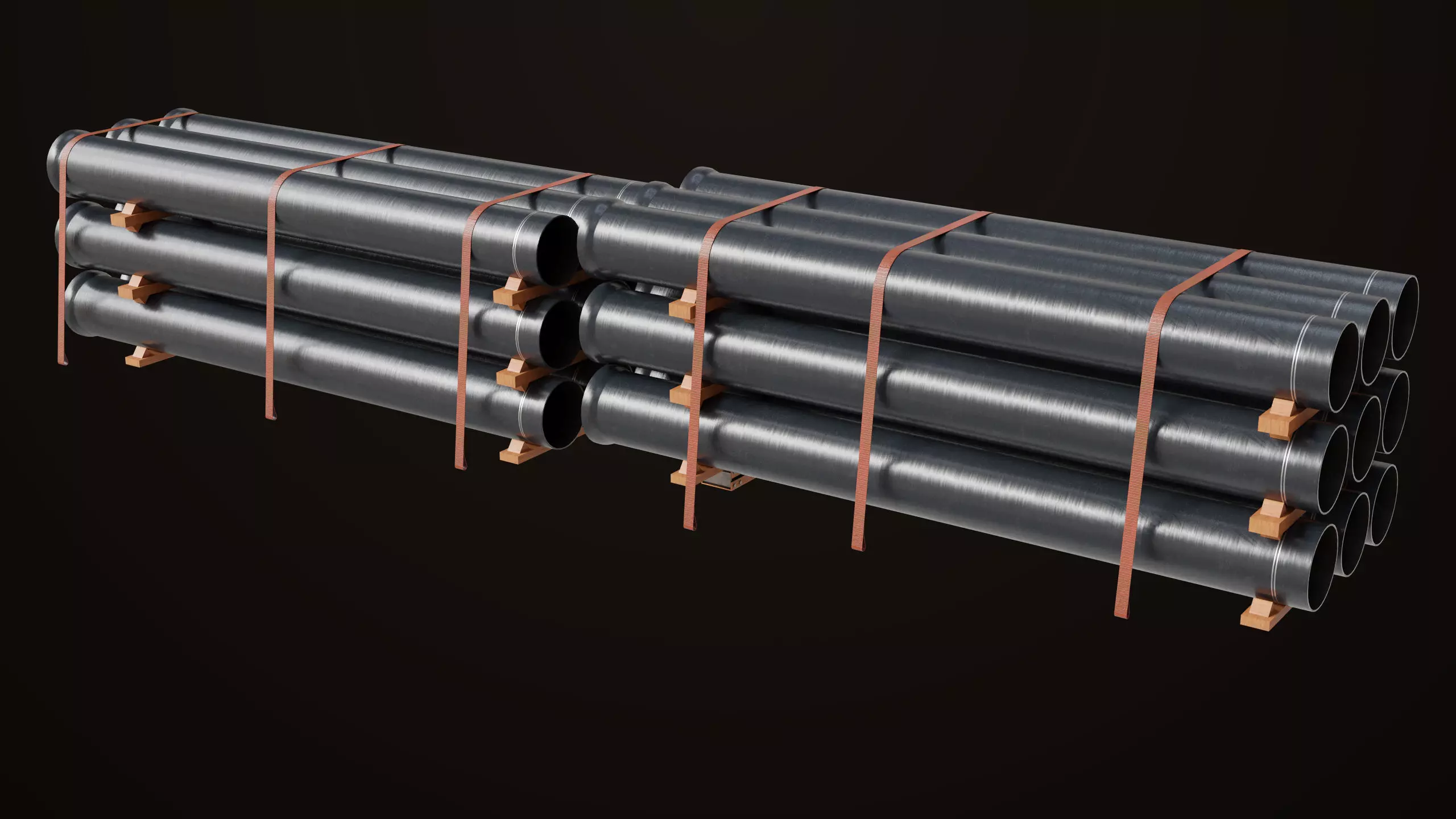 Log Trailer 5 Loads with Single Mat Collection All PBR Textures Low-poly 3D model_19