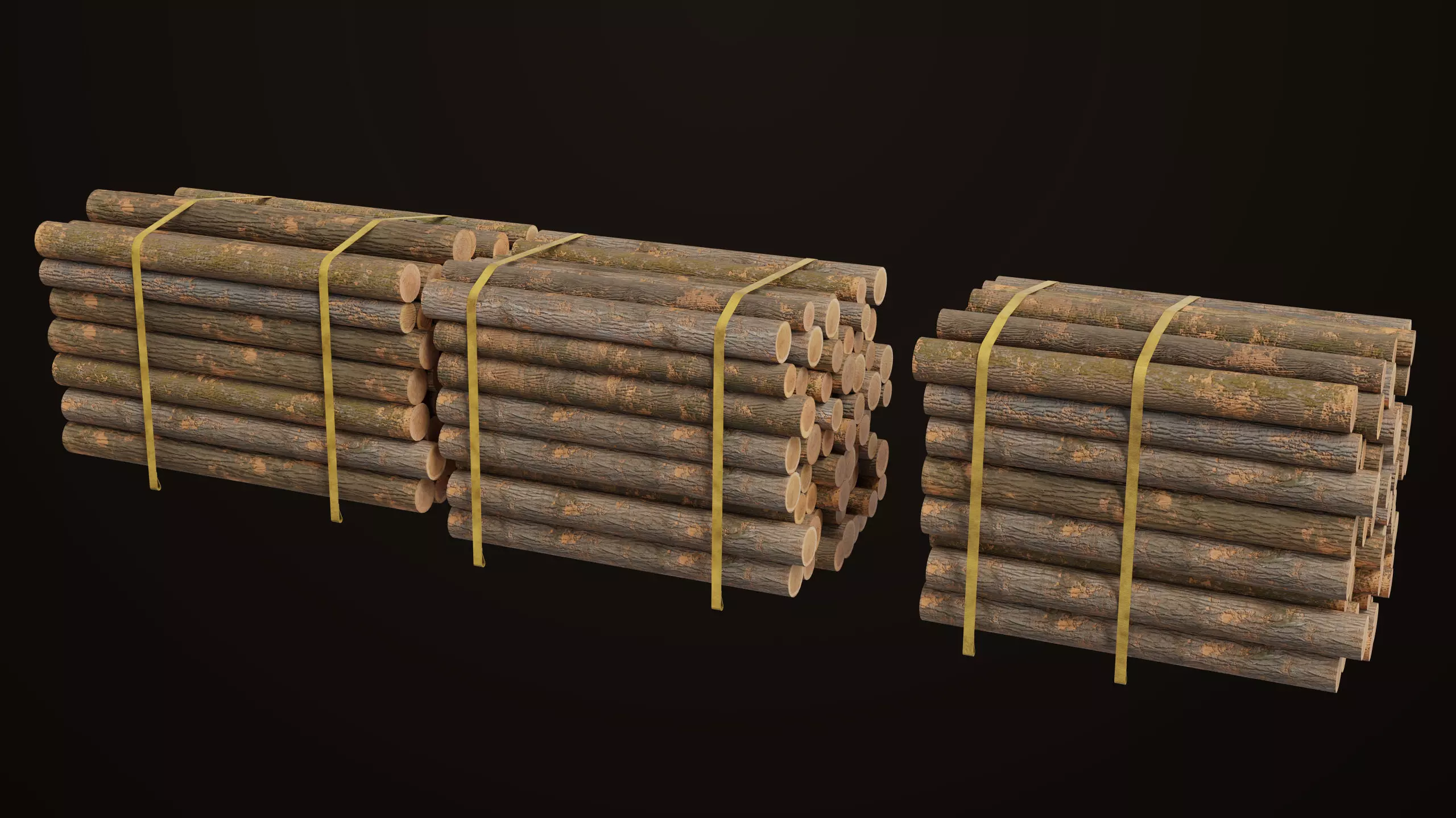 Log Trailer 5 Loads with Single Mat Collection All PBR Textures Low-poly 3D model_7