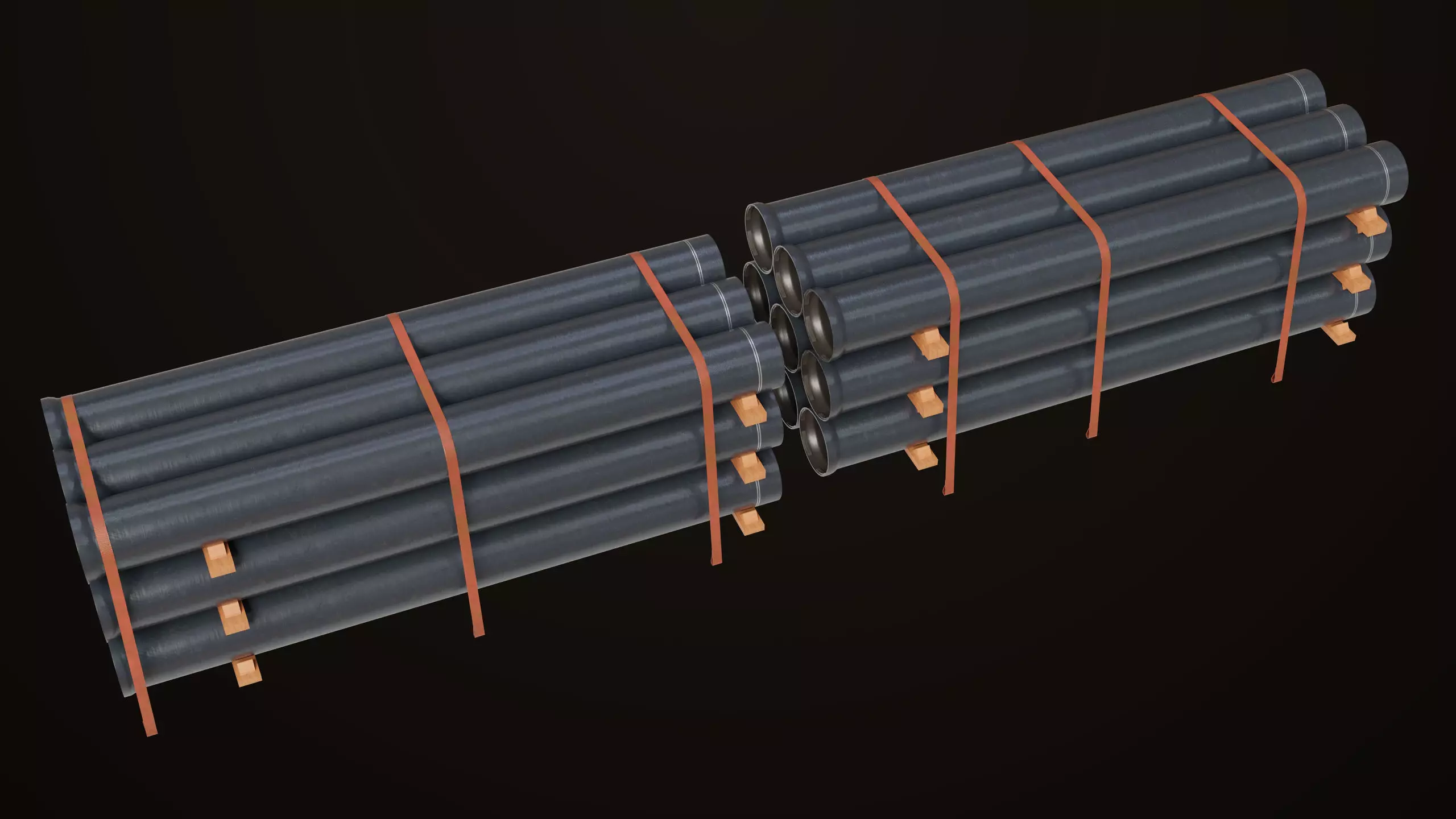 Log Trailer 5 Loads with Single Mat Collection All PBR Textures Low-poly 3D model_21