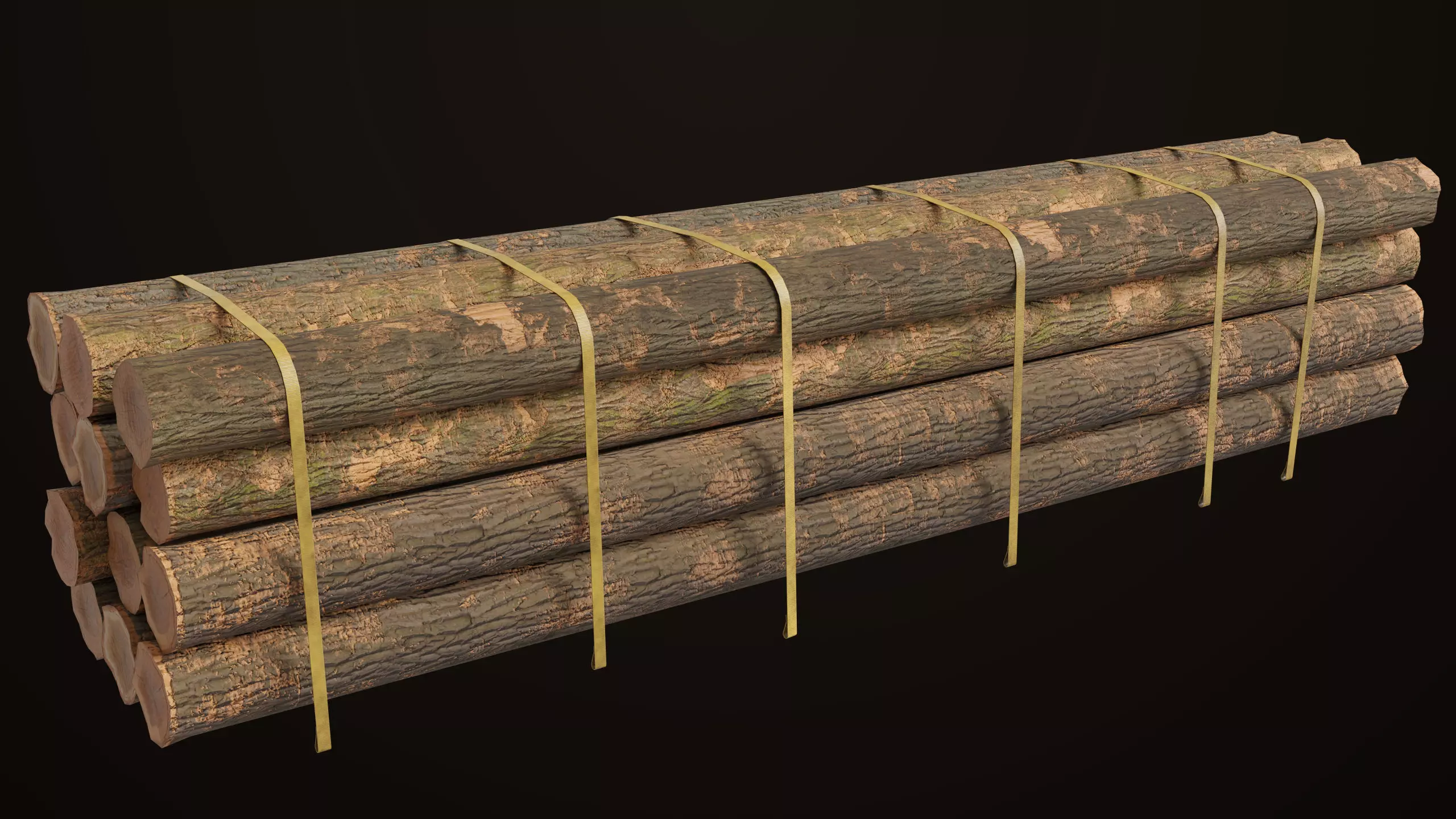 Log Trailer 5 Loads with Single Mat Collection All PBR Textures Low-poly 3D model_13