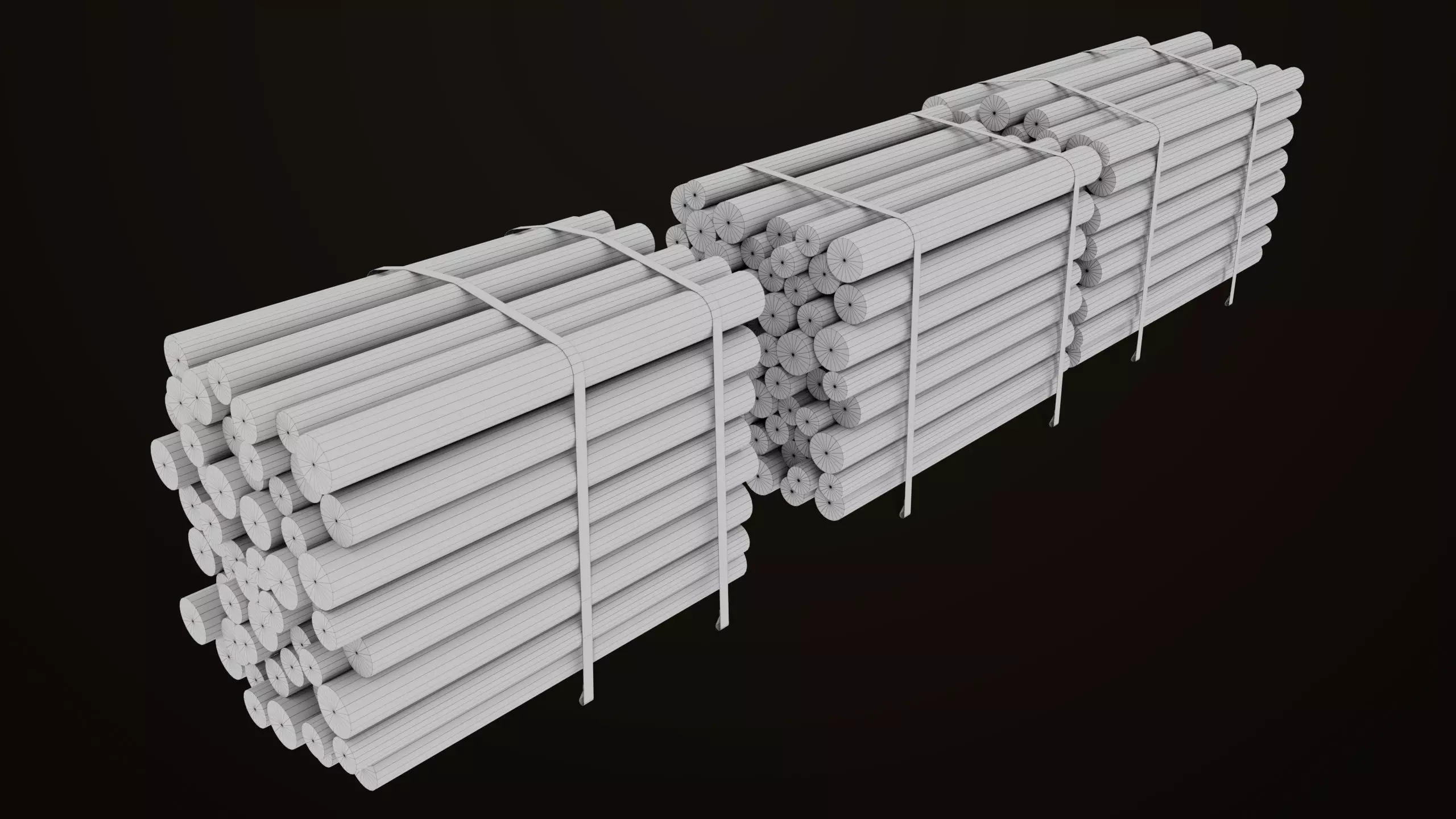 Log Trailer 5 Loads with Single Mat Collection All PBR Textures Low-poly 3D model_23