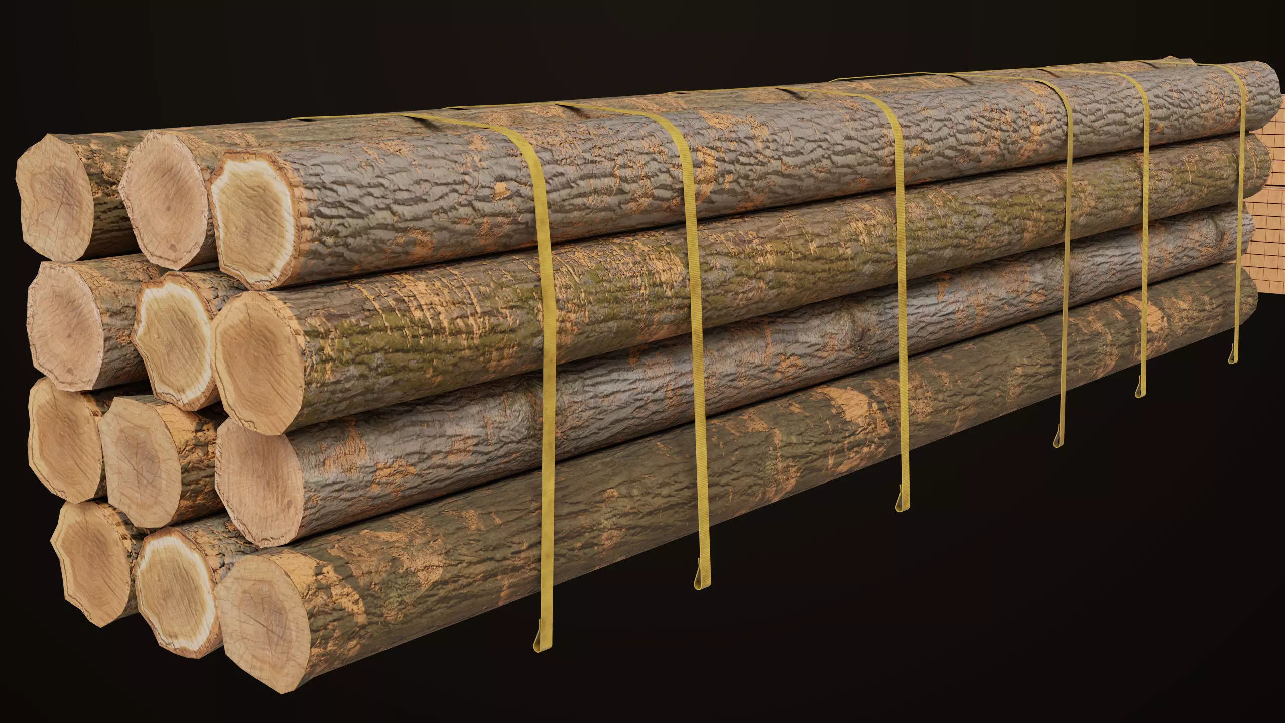 Log Trailer 5 Loads with Single Mat Collection All PBR Textures Low-poly 3D model_11