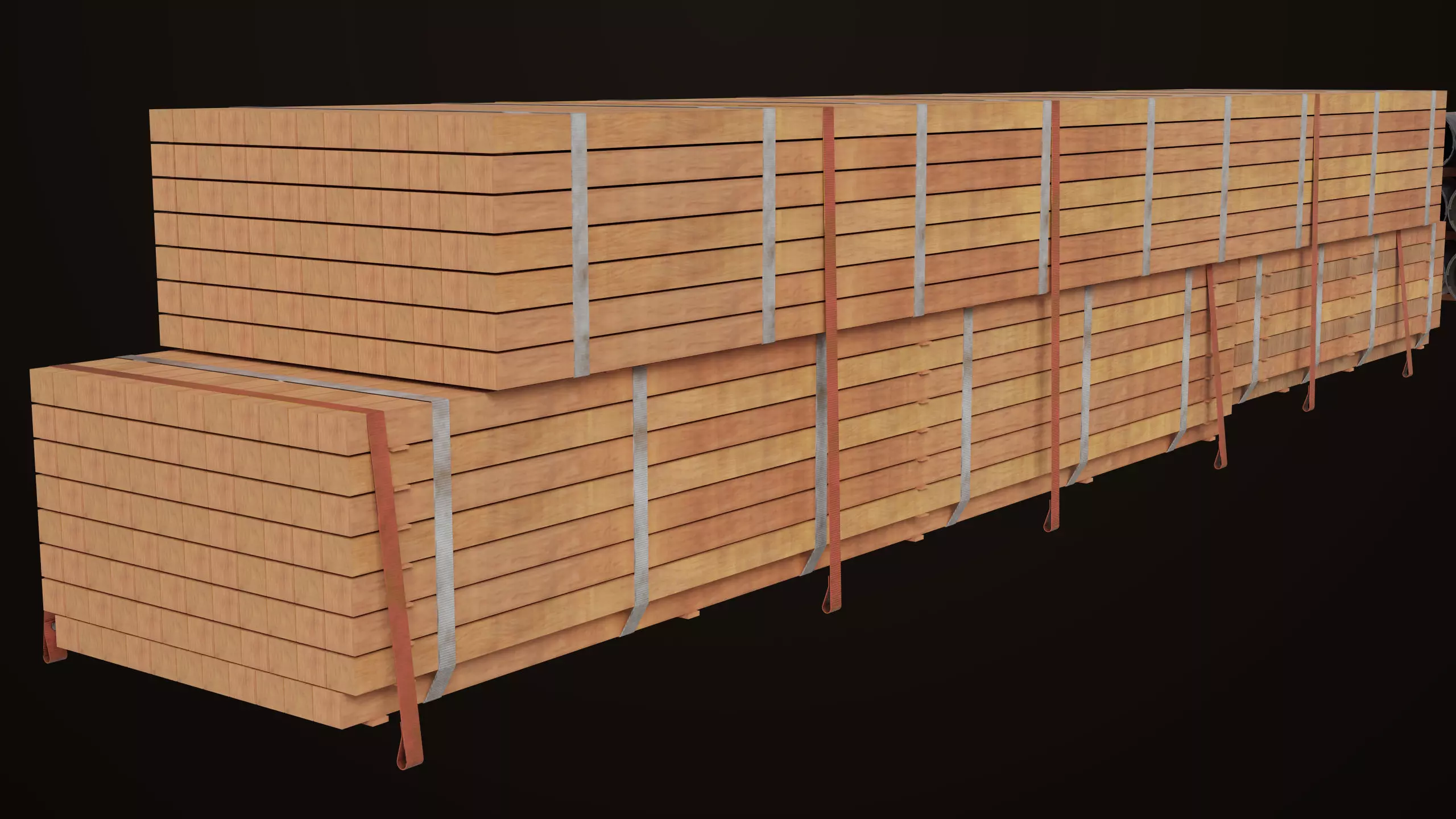 Log Trailer 5 Loads with Single Mat Collection All PBR Textures Low-poly 3D model_16