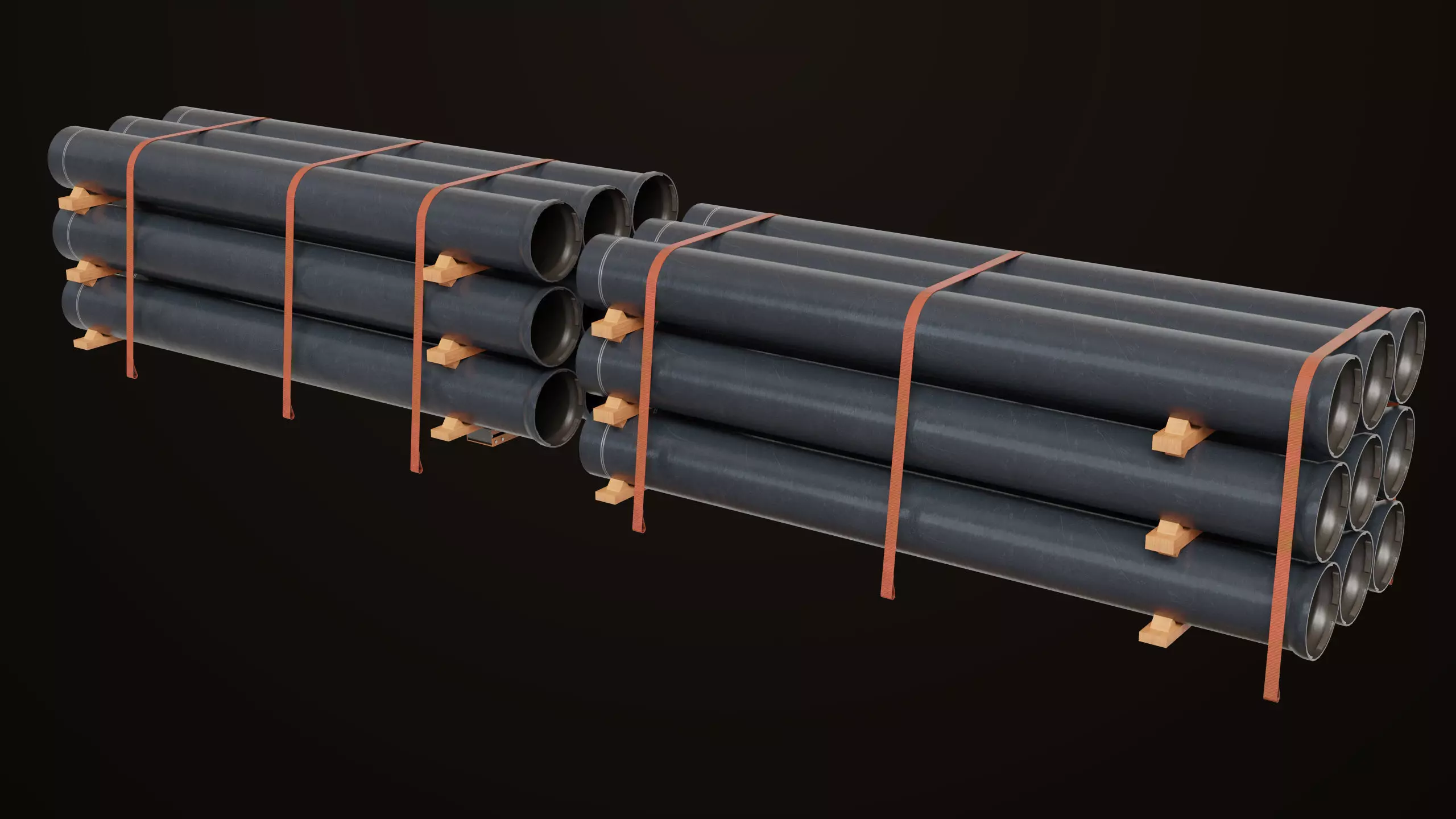 Log Trailer 5 Loads with Single Mat Collection All PBR Textures Low-poly 3D model_20