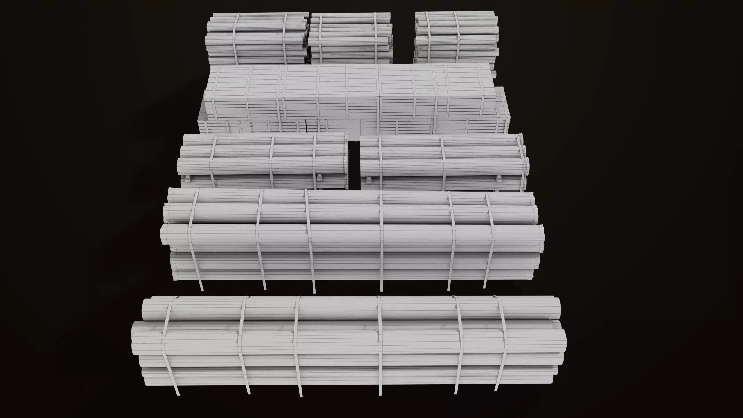 Log Trailer 5 Loads with Single Mat Collection All PBR Textures Low-poly 3D model_28