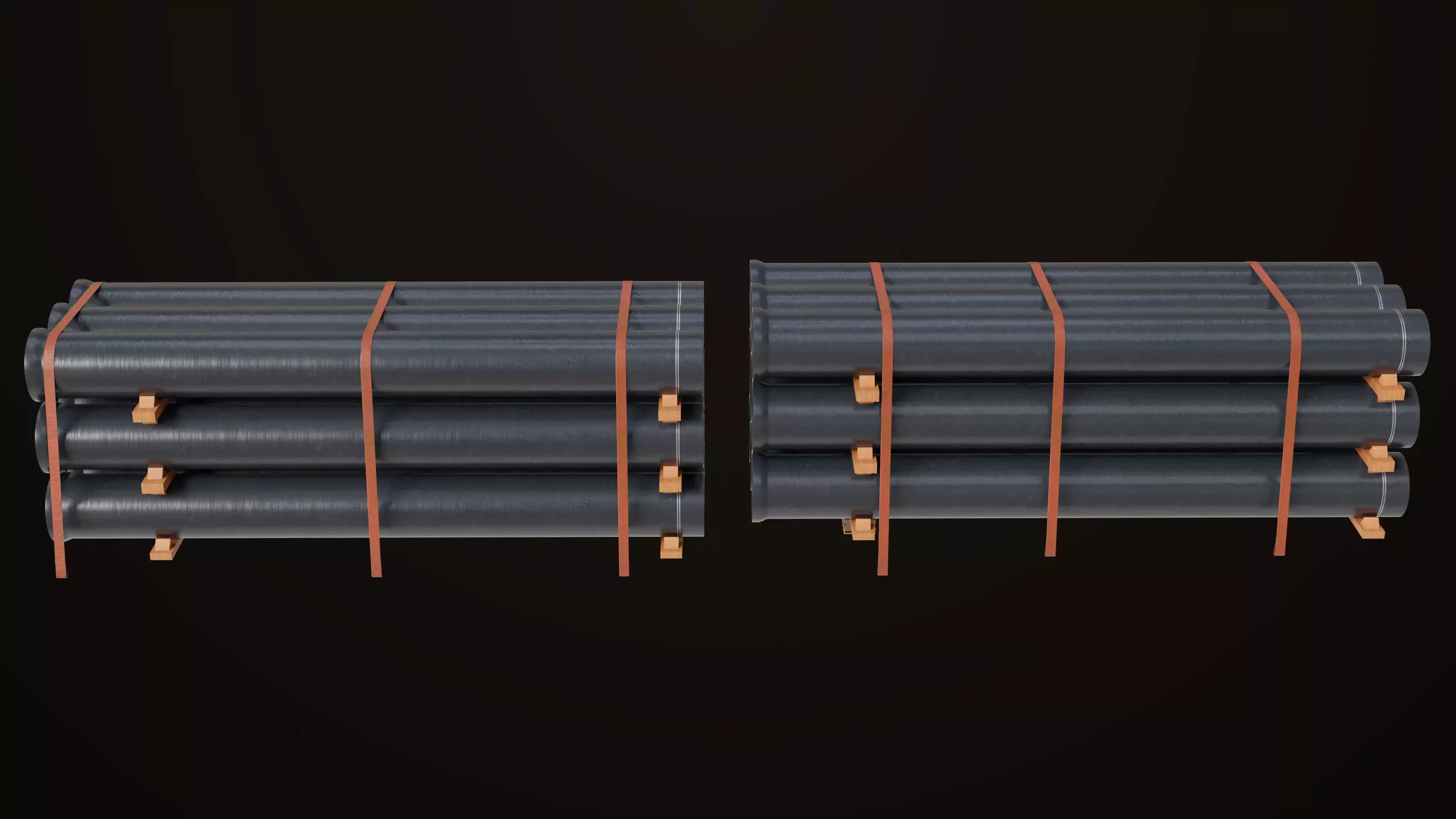 Log Trailer 5 Loads with Single Mat Collection All PBR Textures Low-poly 3D model_18