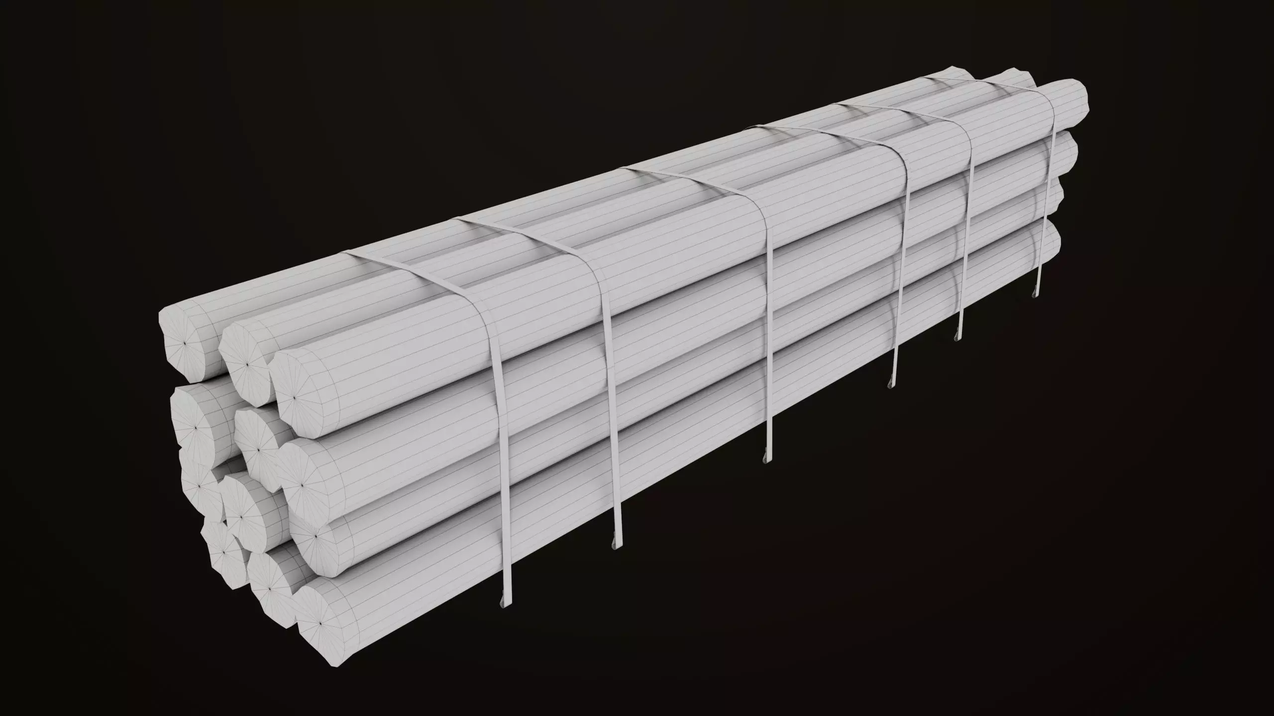 Log Trailer 5 Loads with Single Mat Collection All PBR Textures Low-poly 3D model_24