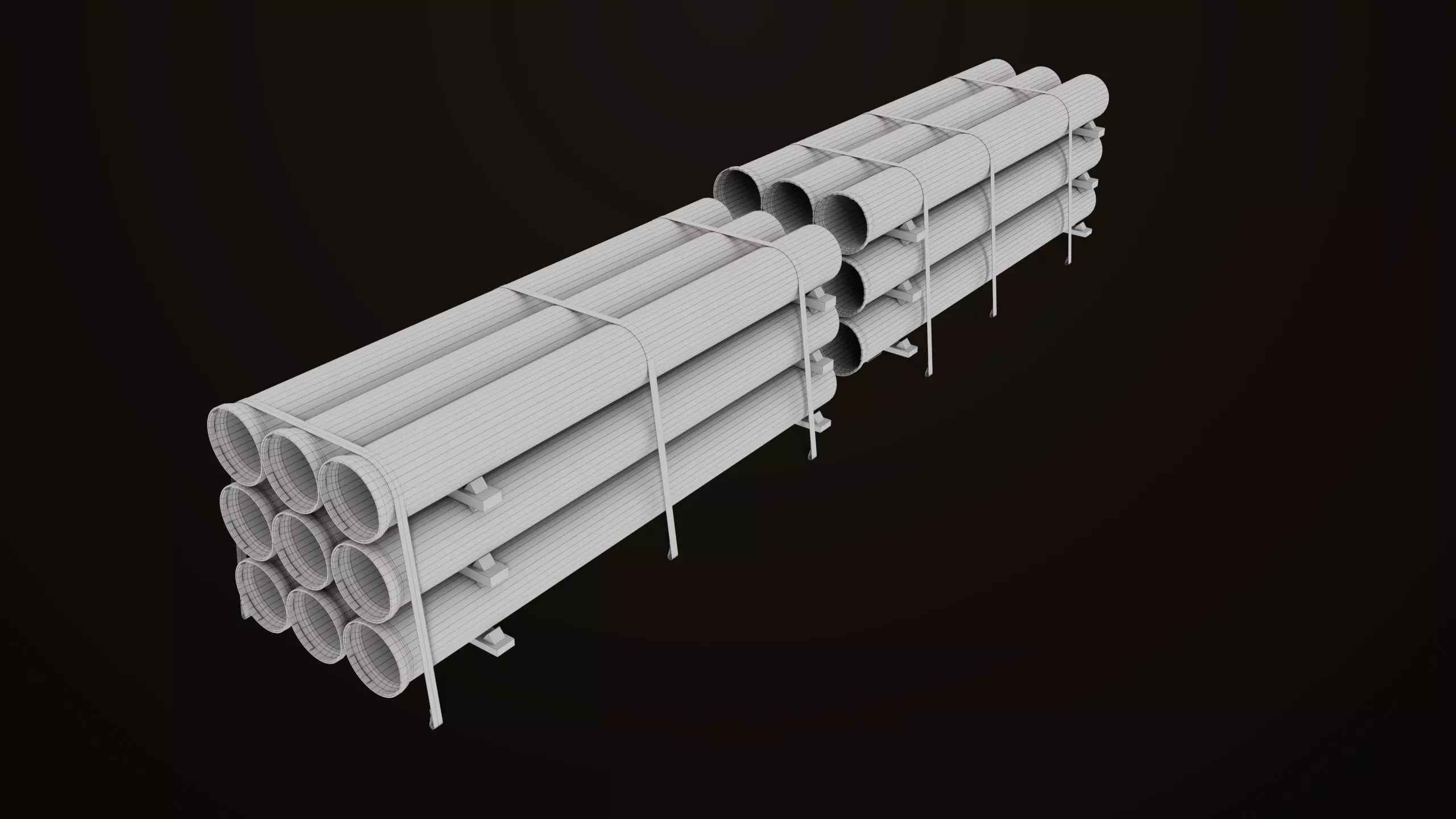 Log Trailer 5 Loads with Single Mat Collection All PBR Textures Low-poly 3D model_26