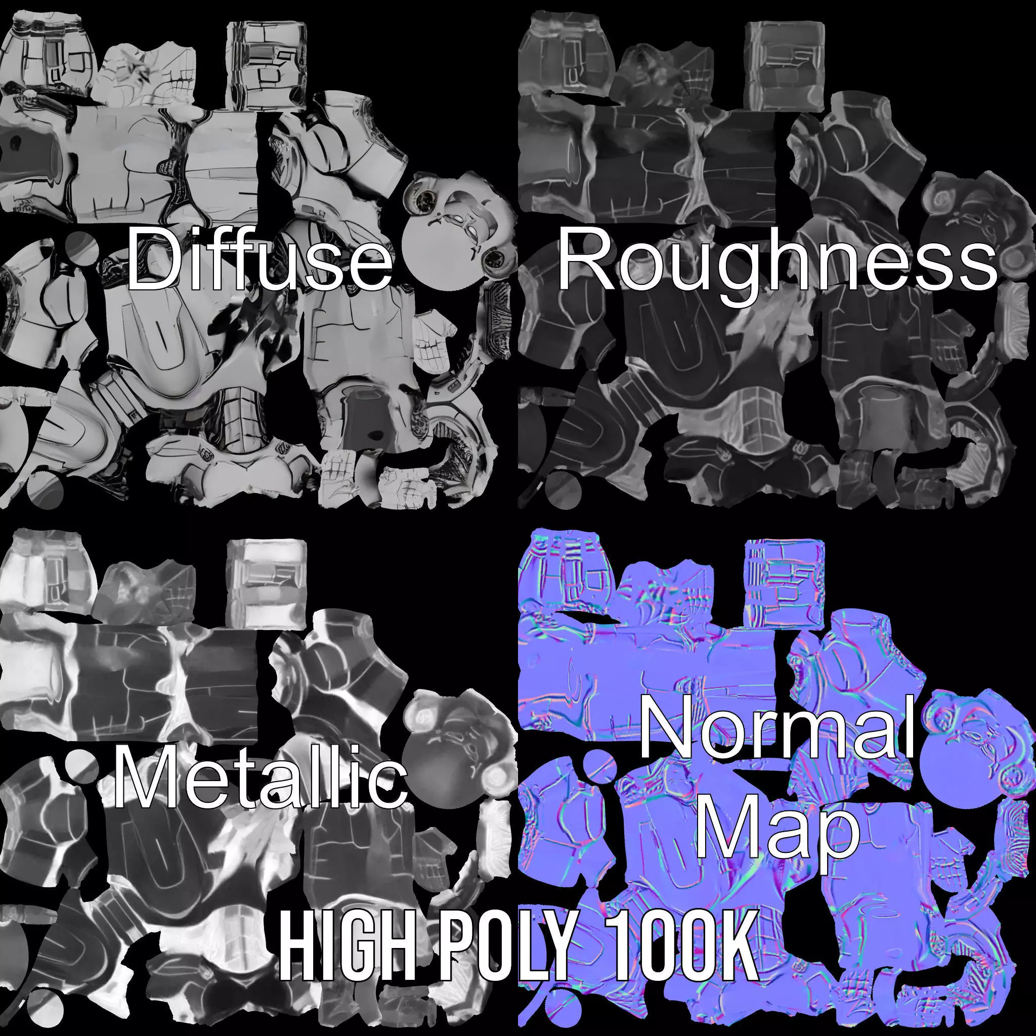 Humanoid Robot Model Pack with PBR Textures Low-poly 3D model_3