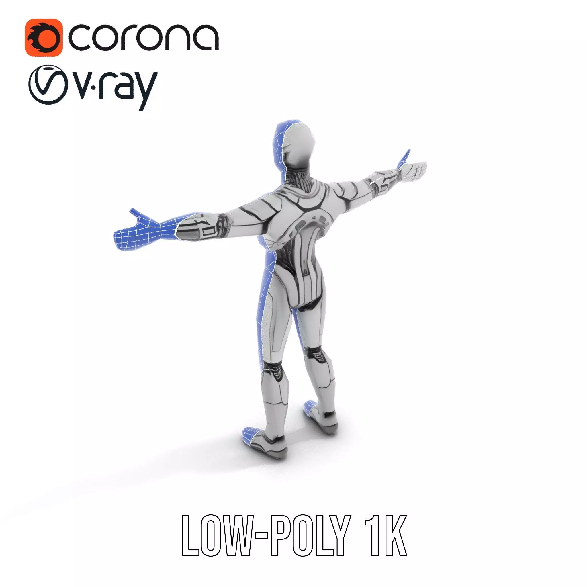 Humanoid Robot Model Pack with PBR Textures Low-poly 3D model_17