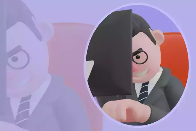 Stylized 3D Male Teacher - Cartoon Educator Behind Desk