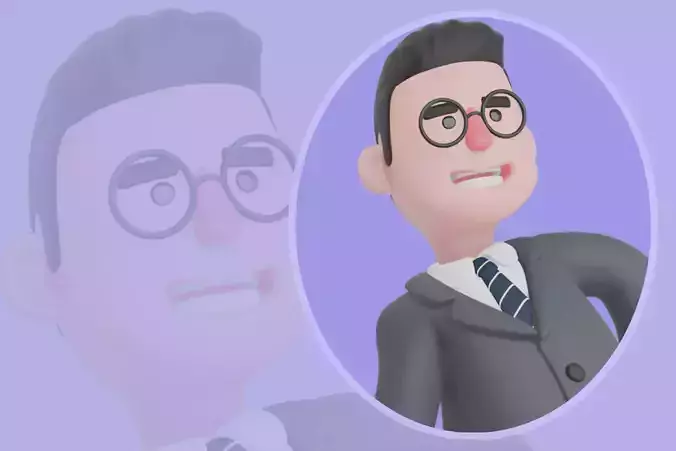 Stylized 3D Male Teacher - Cartoon Educator with Back Pain