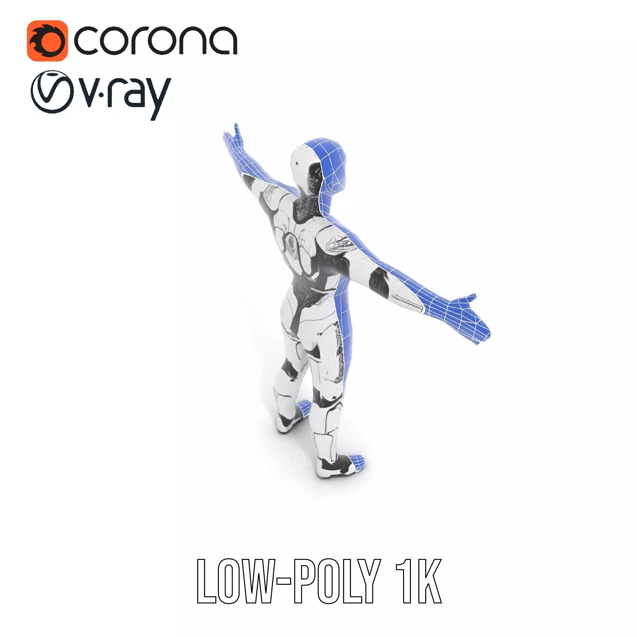 Futuristic Humanoid Robot Model Pack Low-poly 3D model_17