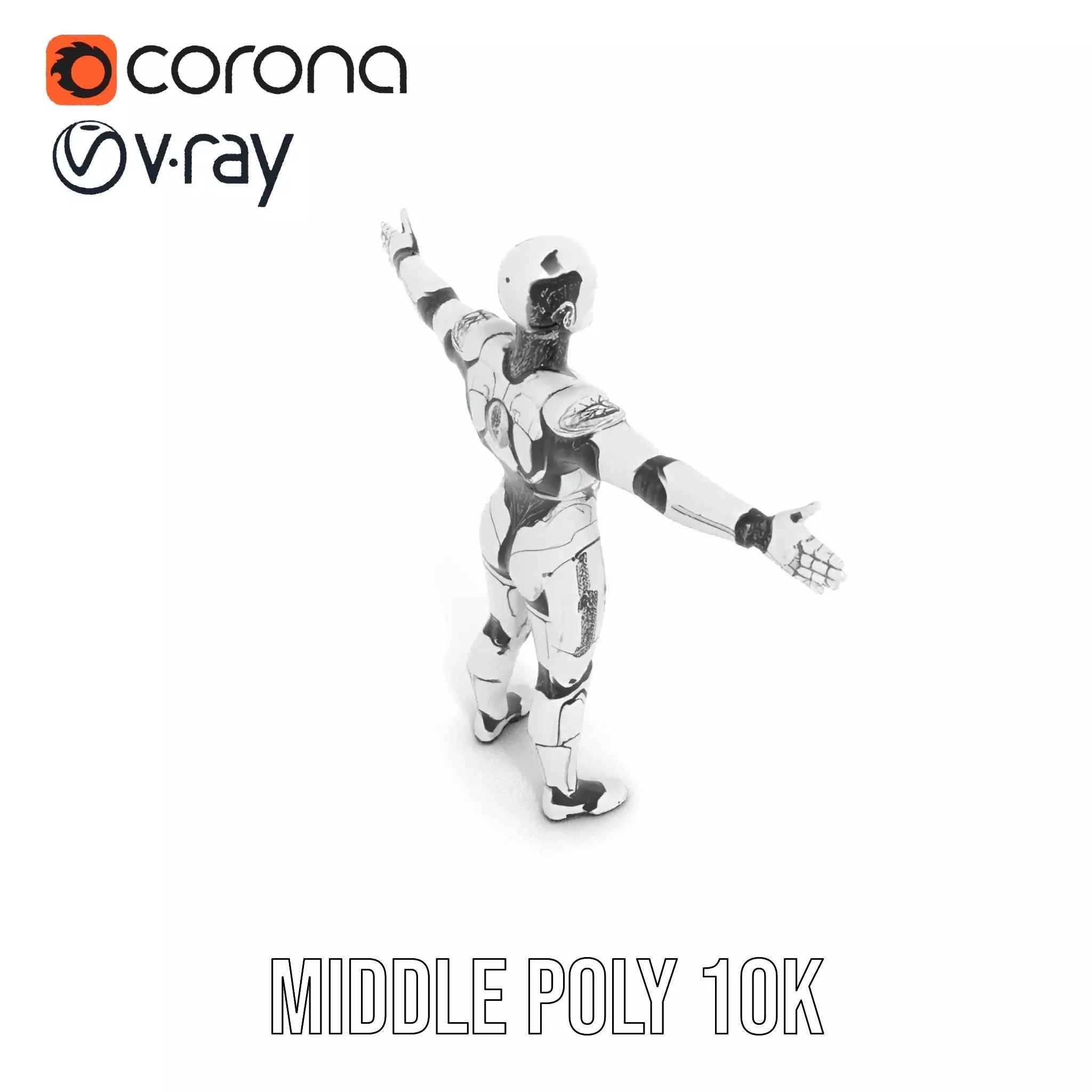 Futuristic Humanoid Robot Model Pack Low-poly 3D model_18