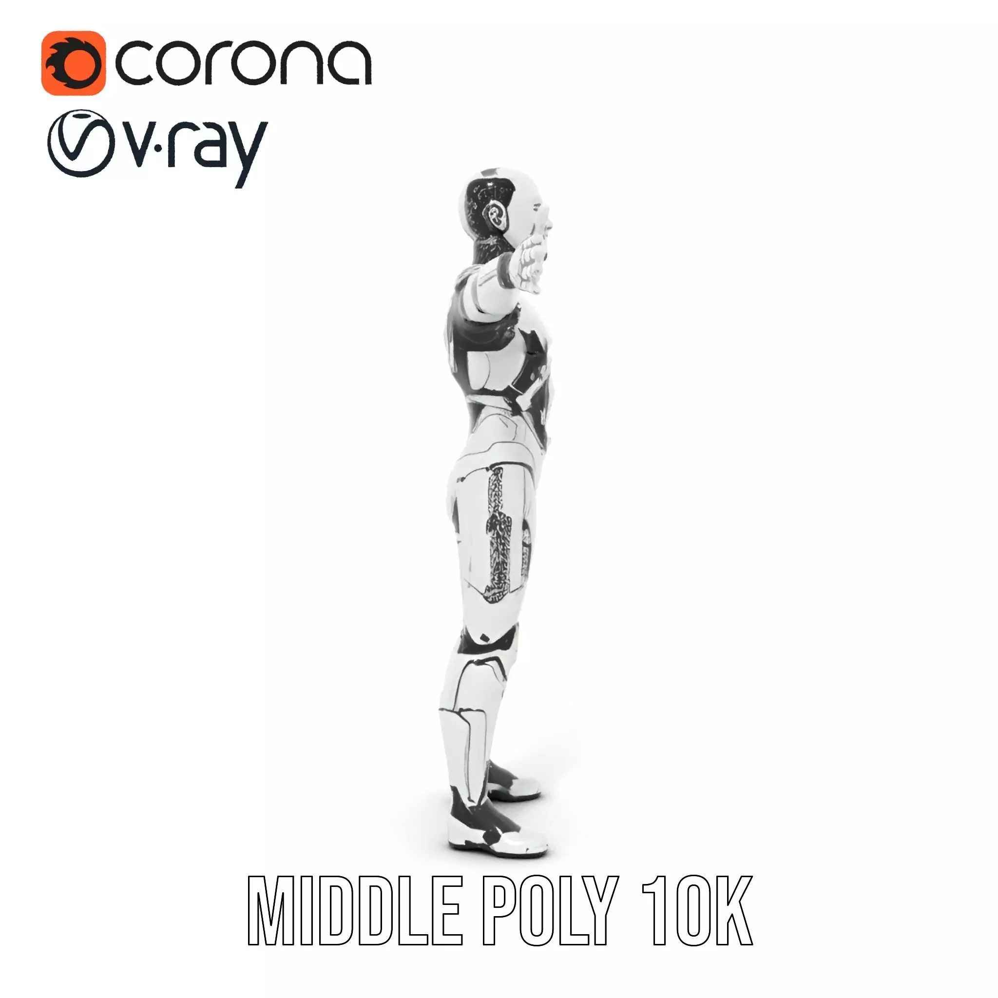 Futuristic Humanoid Robot Model Pack Low-poly 3D model_16