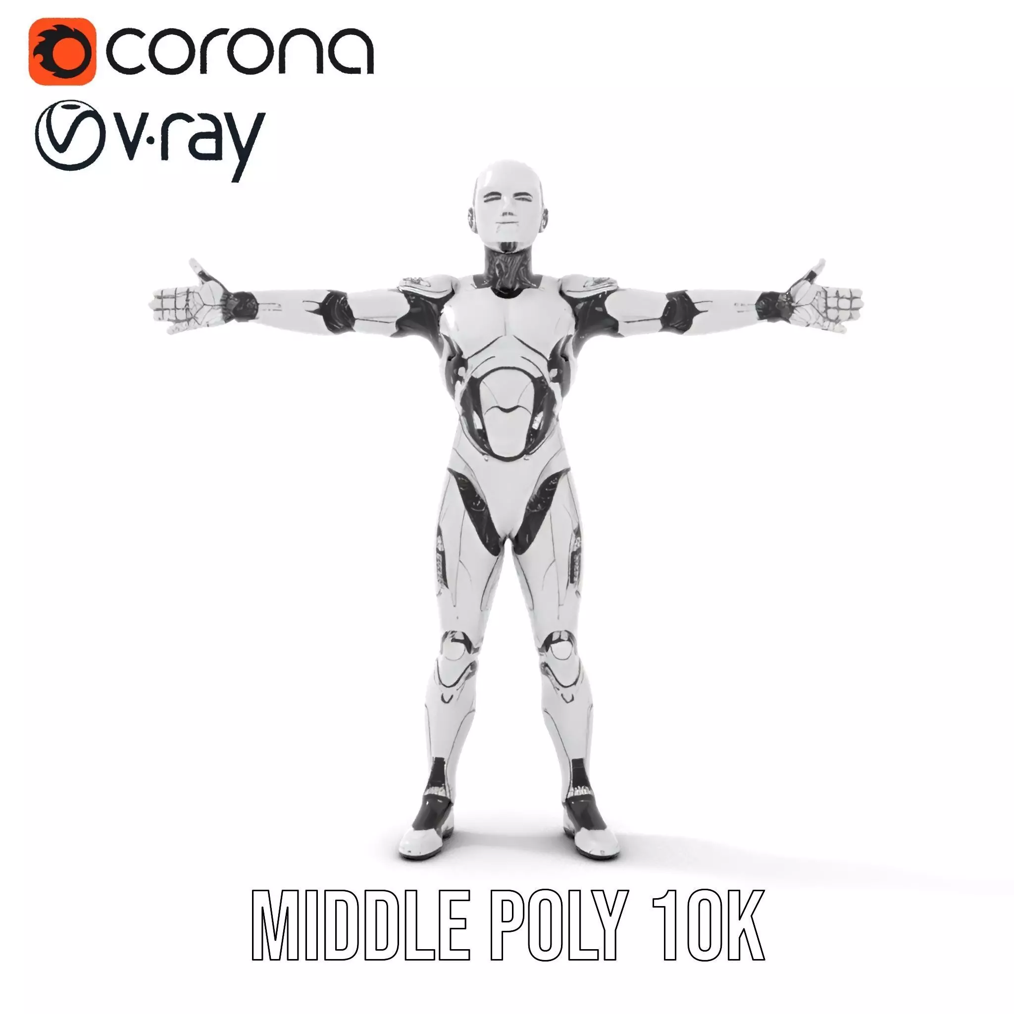 Futuristic Humanoid Robot Model Pack Low-poly 3D model_5