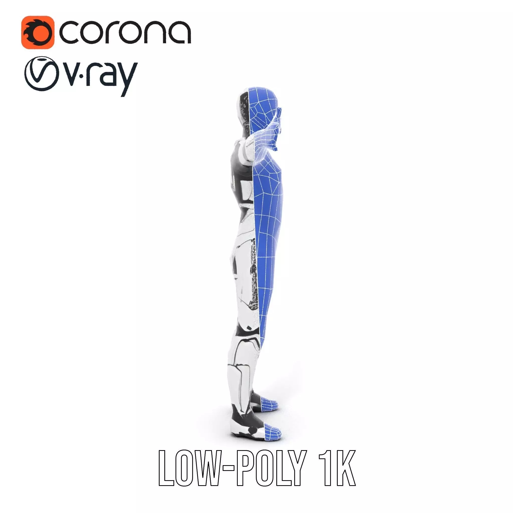 Futuristic Humanoid Robot Model Pack Low-poly 3D model_27