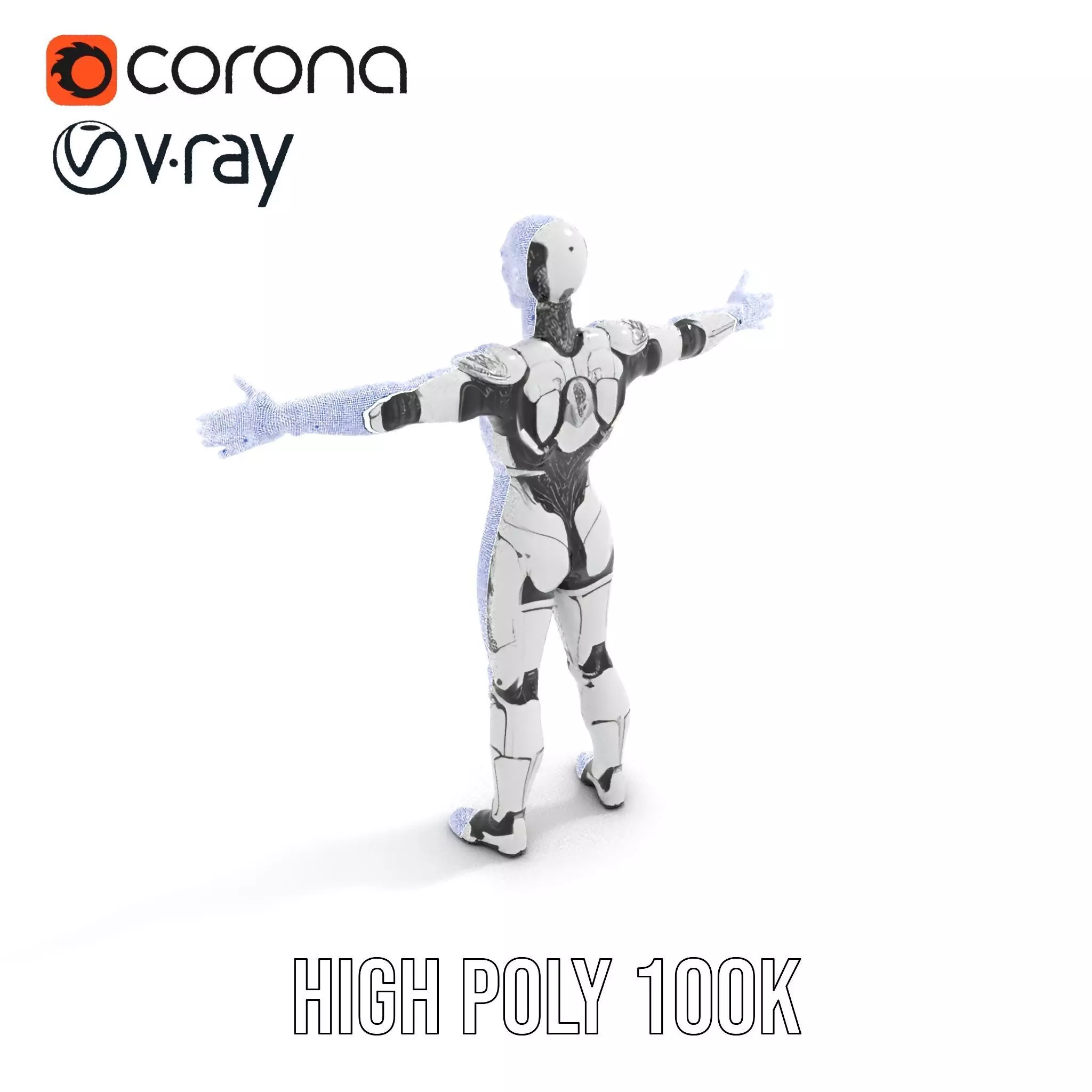 Futuristic Humanoid Robot Model Pack Low-poly 3D model_31
