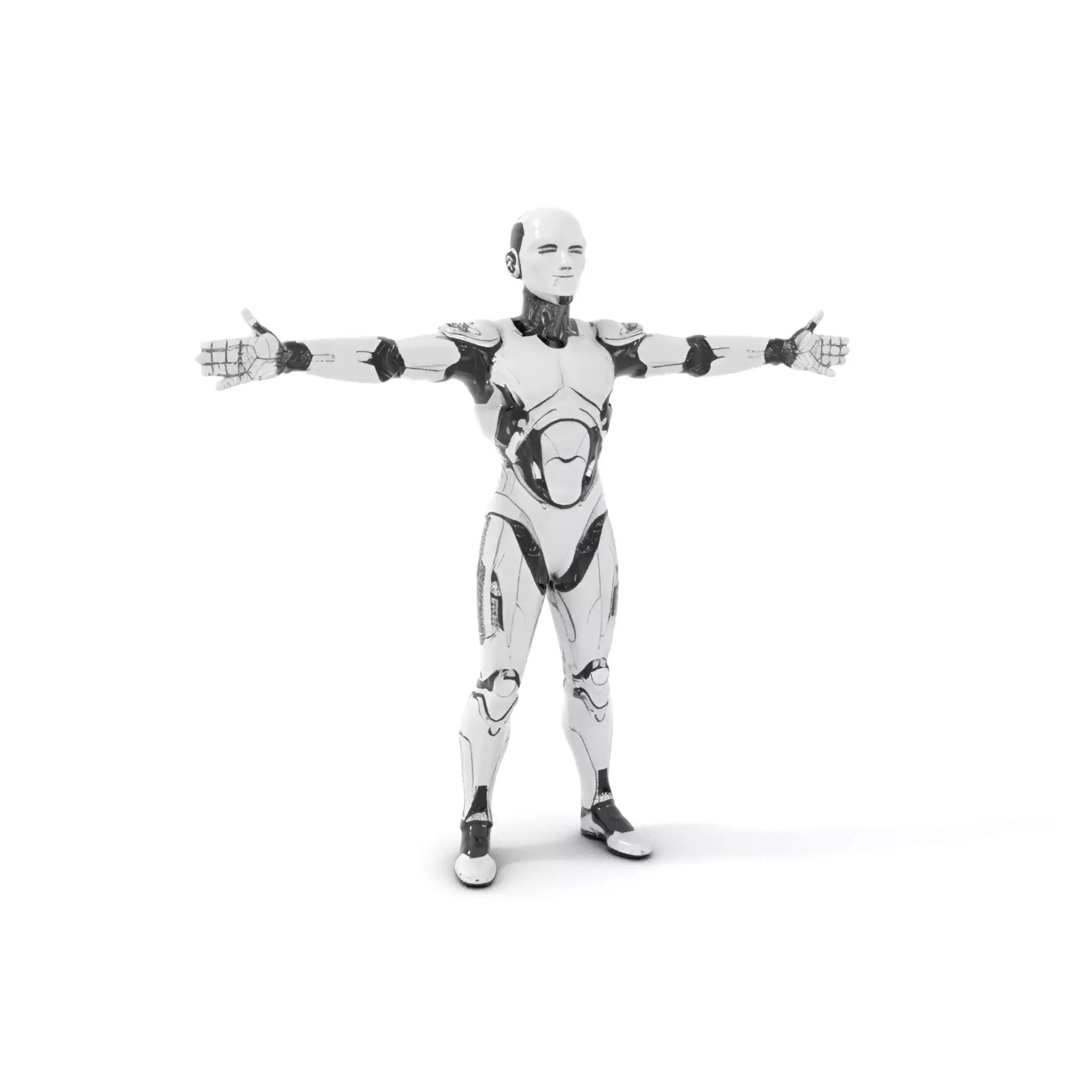 Futuristic Humanoid Robot Model Pack Low-poly 3D model_0