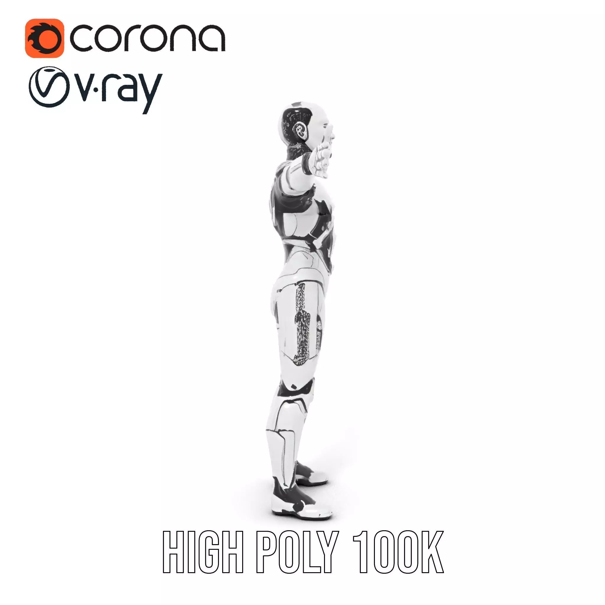 Futuristic Humanoid Robot Model Pack Low-poly 3D model_28